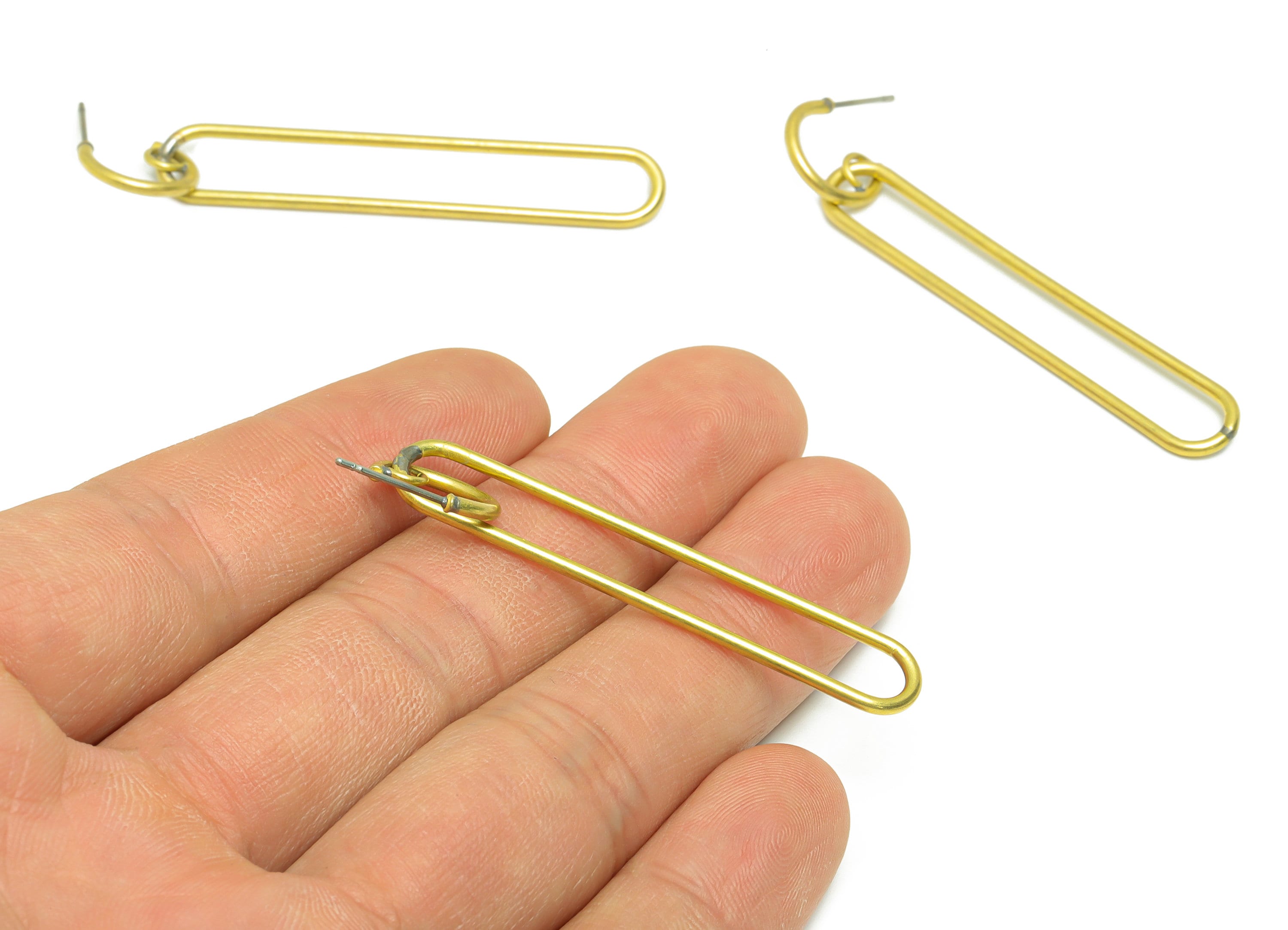 Brass Hoop Dangle Earring Post - Raw Brass Wire Oval Earring Post - Round Earring Post - Geometry Earring Post - 57x8.66x1.51mm - PP9132 - DOMEDBAZAAR
