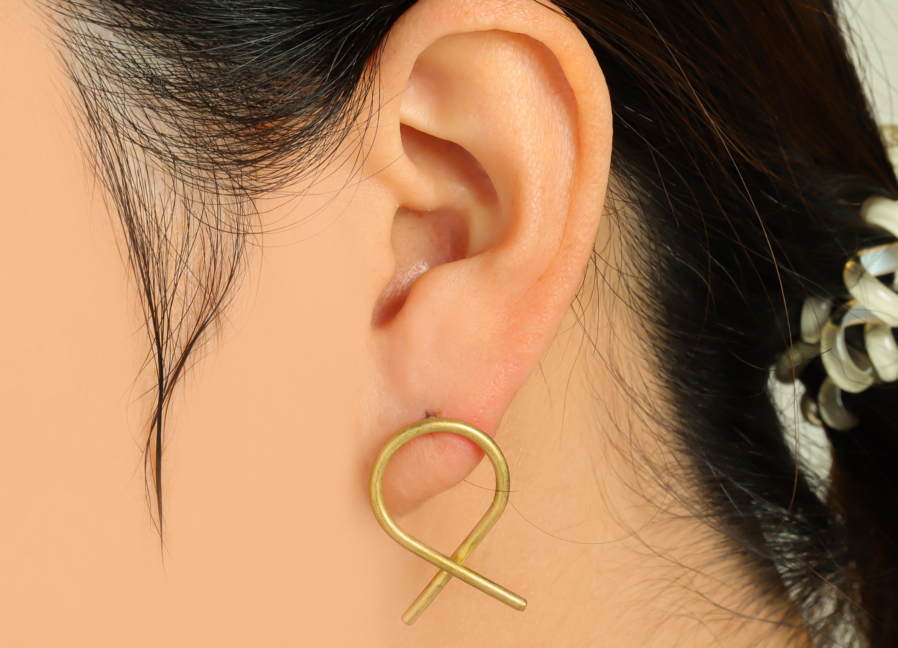 Brass Wire Earring Post - Raw Brass Twisted Stick Wire Earring Post - Cross Knot Earring Post - Bent Wire Earring Post - 28x18x1mm - PP9137 - DOMEDBAZAAR