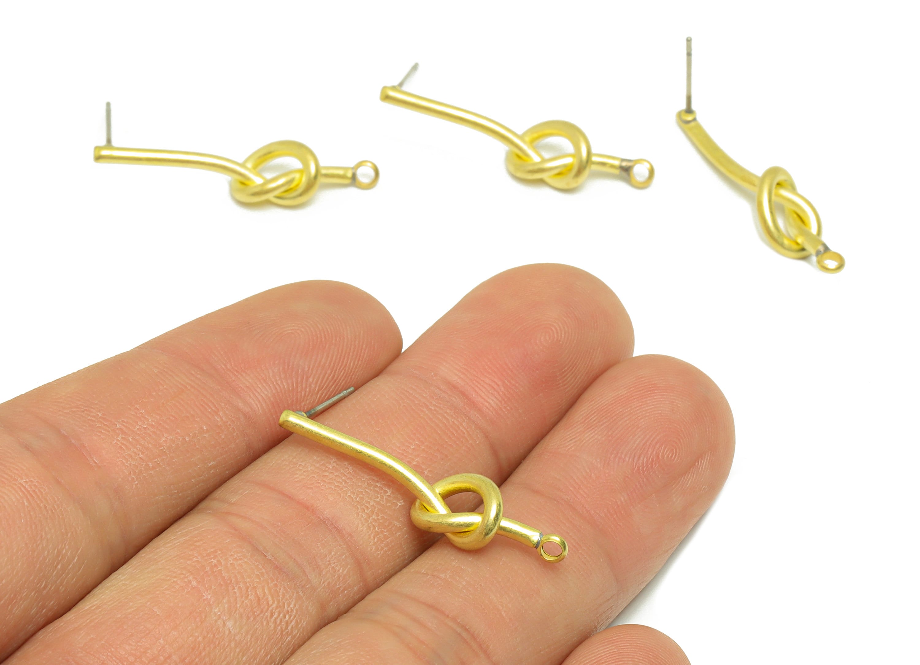 Brass Twisted Wire Earring Post - Raw Brass Stick Knot Earring Post - Twisted Wire Earring Post - Brass Bar Post - 29x7.04x1.80mm - PP9150 - DOMEDBAZAAR