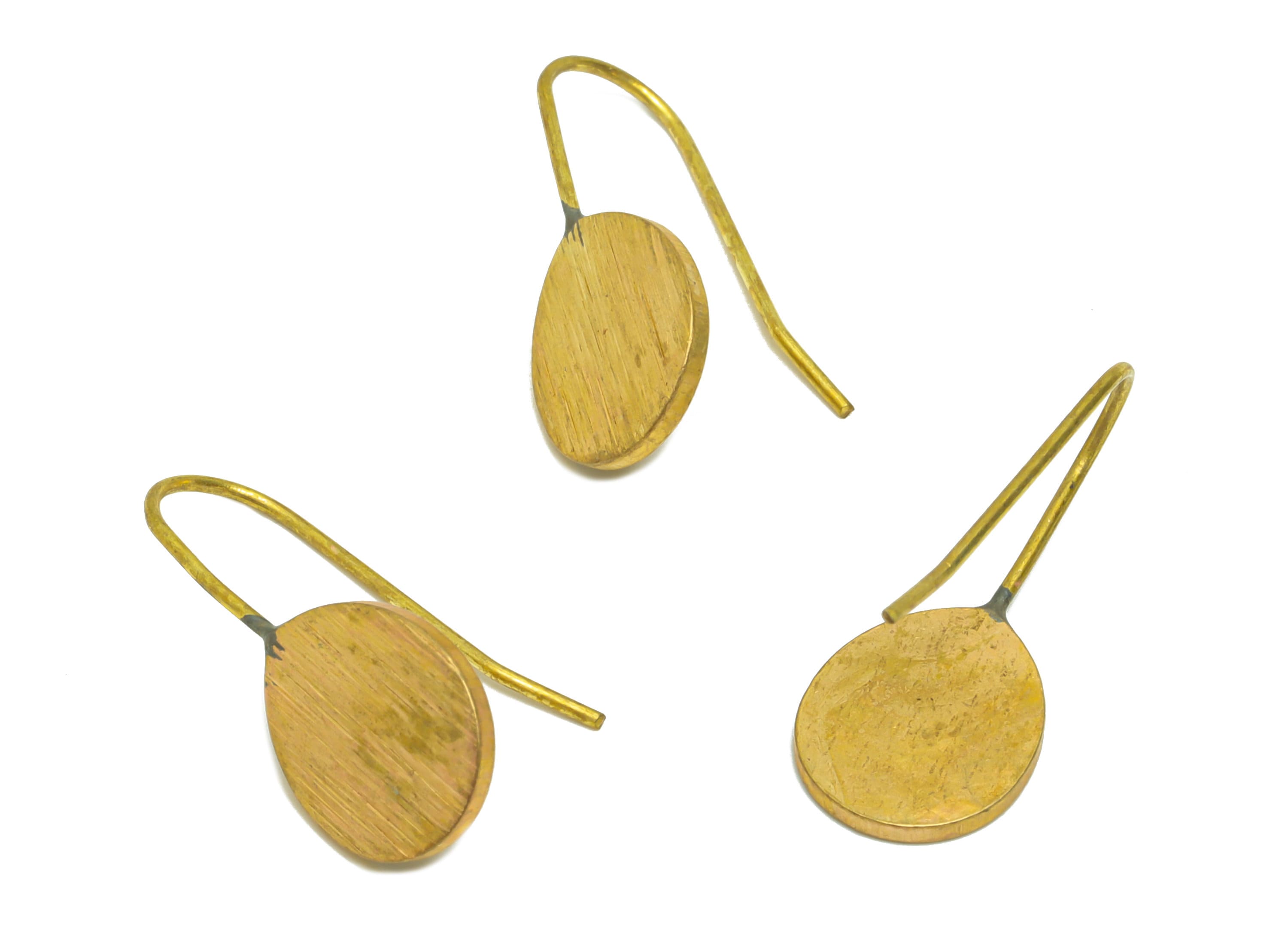 Brass Drop Hook Wire Earring - Raw Brass Textured Drop Ear Hook Earring Post - Teardrop Wire Hook Earring - 22.7x9.89x1.25mm - PP9123 - DOMEDBAZAAR