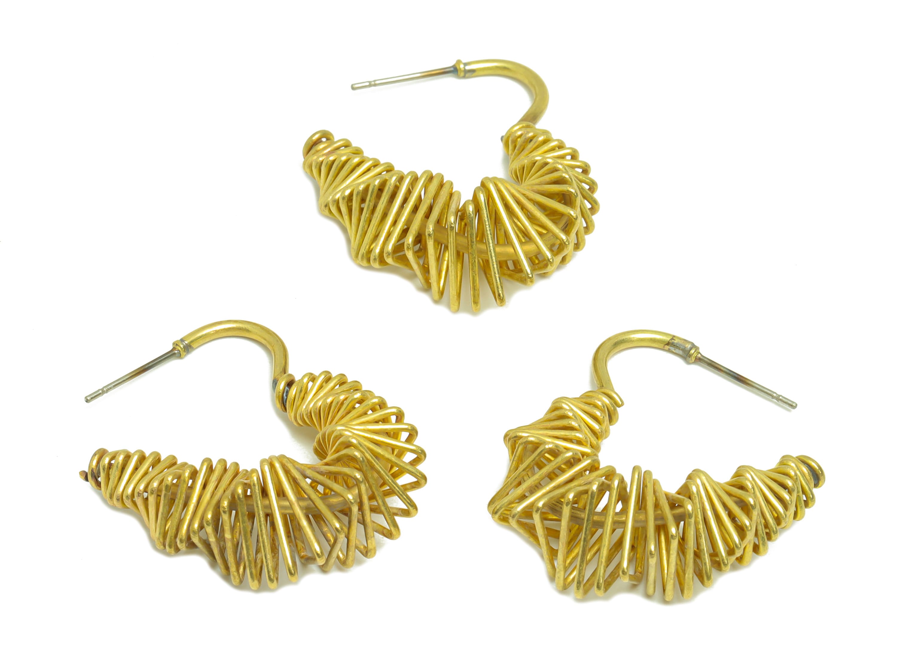 Brass Hoop Wire Earring Post - Raw Brass Heart Open Hoop Earring Post - Twine Hoop Earring Post - Brass C Hoop Earring - 32x10x1mm - PP9128 - DOMEDBAZAAR