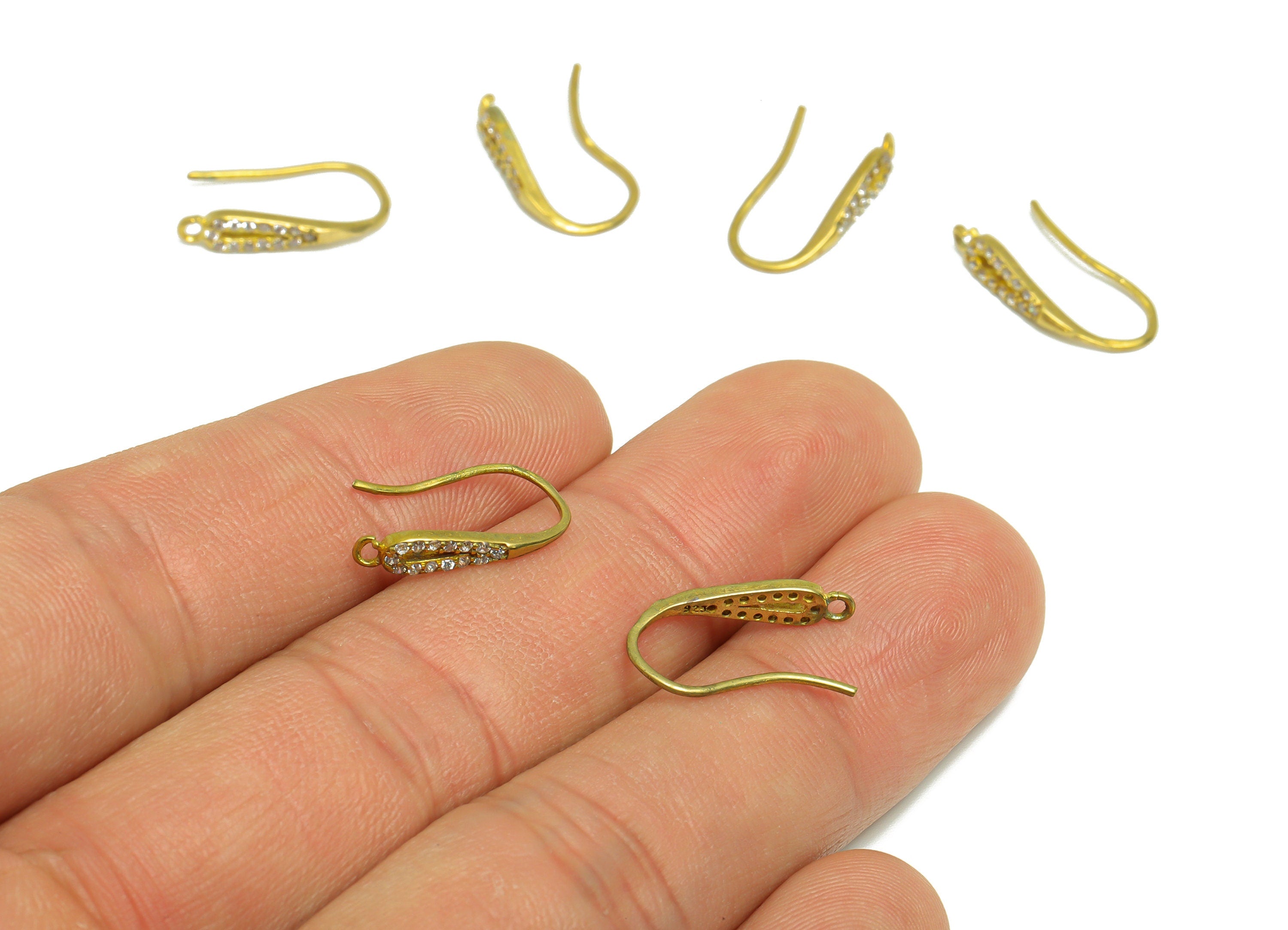 Brass Drop Hook Wire Earring - Raw Brass Zircon Wire Hook Earring - Brass Ear Wire With Loop - Teardrop Hook Wire Earring - 16x9x3mm -PP8996 - DOMEDBAZAAR