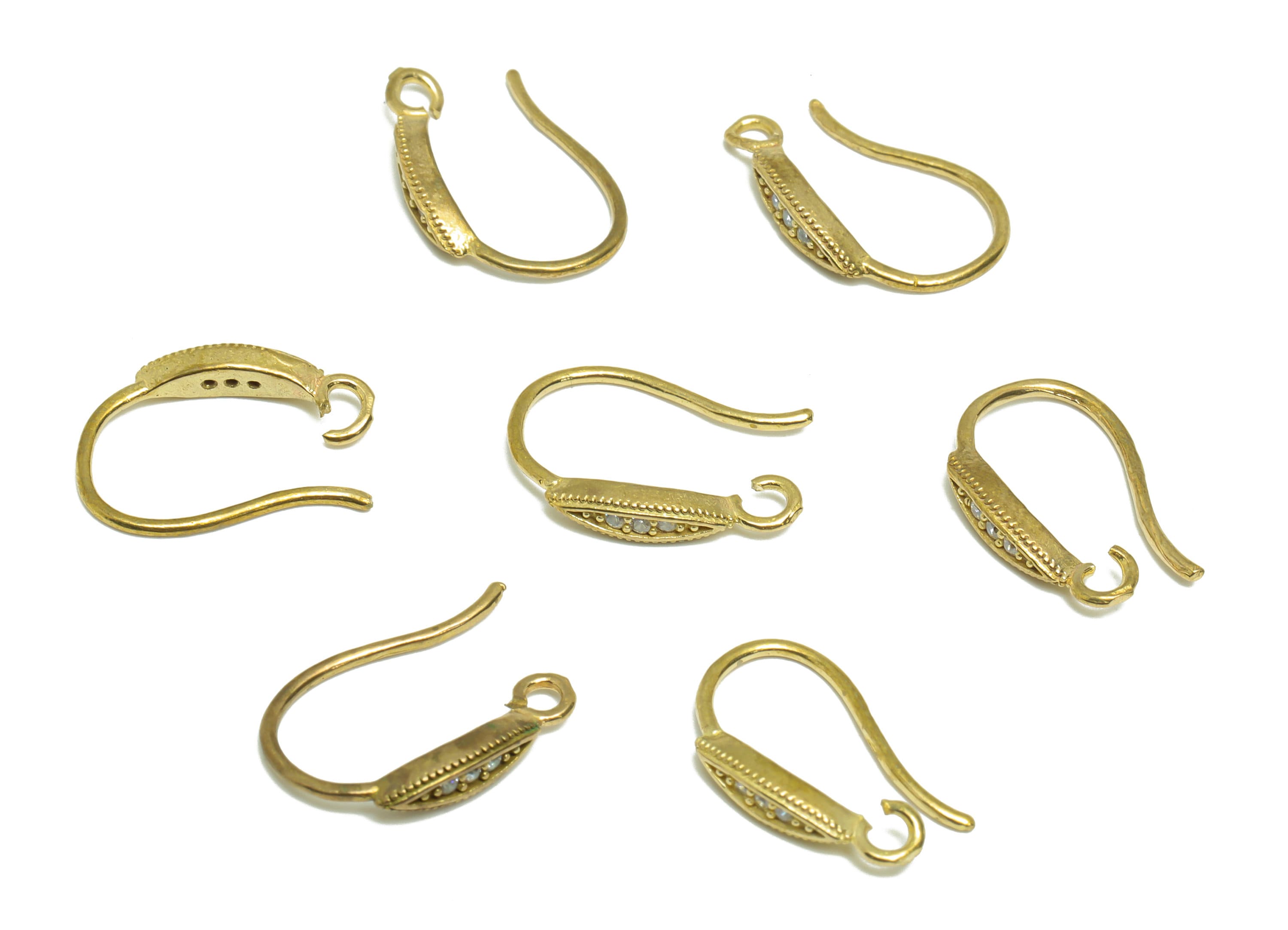 Brass Marquise Hook Wire Earring - Raw Brass Zircon Wire Hook Earring - Brass Ear Wire Earring - Eye Hook Wire Earring - 15x9x2mm - PP8995 - DOMEDBAZAAR