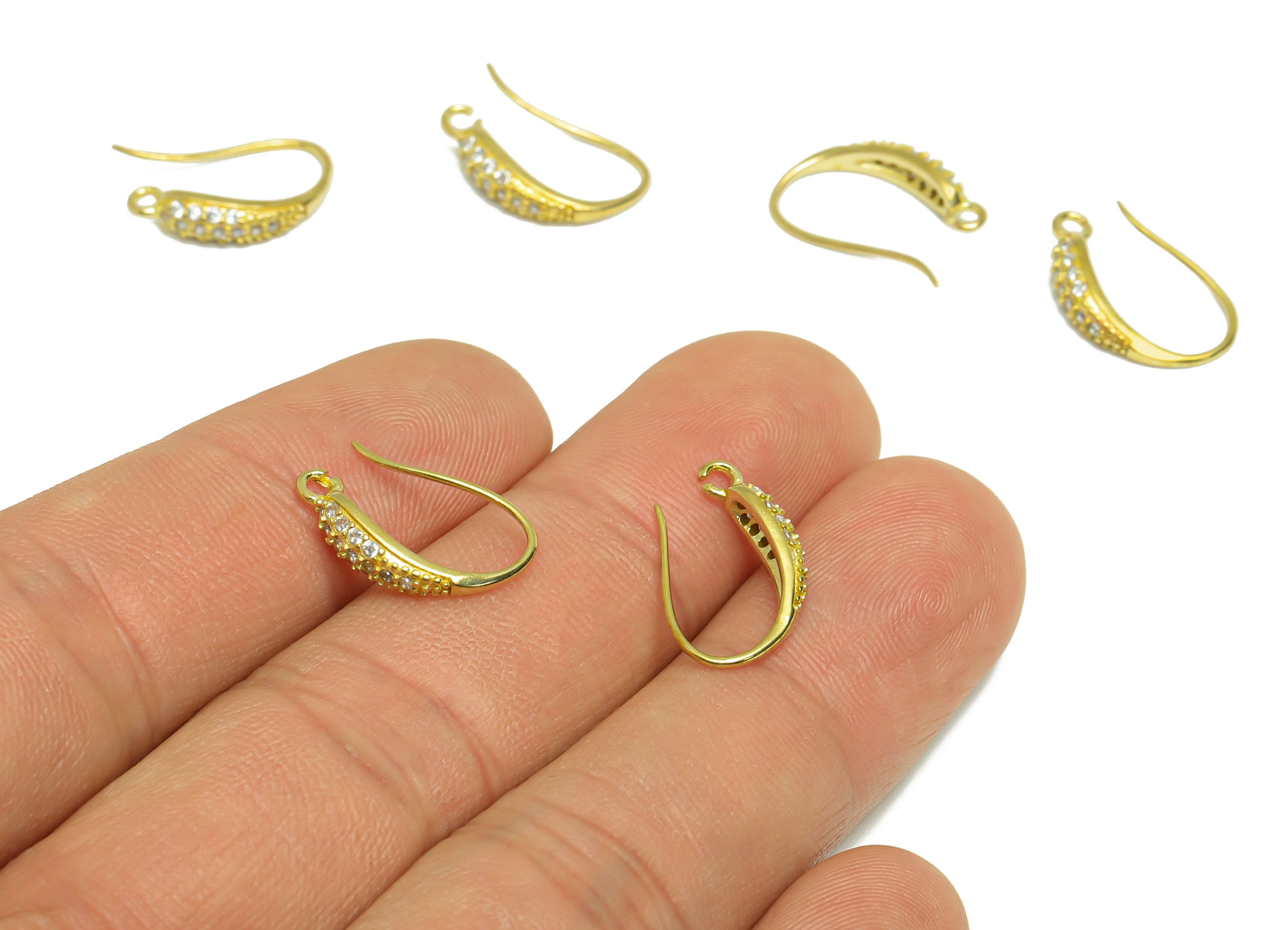 Brass Drop Hook Wire Earring - Raw Brass Zircon Wire Hook Earring - Brass Ear Wire Earring - Teardrop Hook Wire Earring - 16x3x10mm - PP8992 - DOMEDBAZAAR