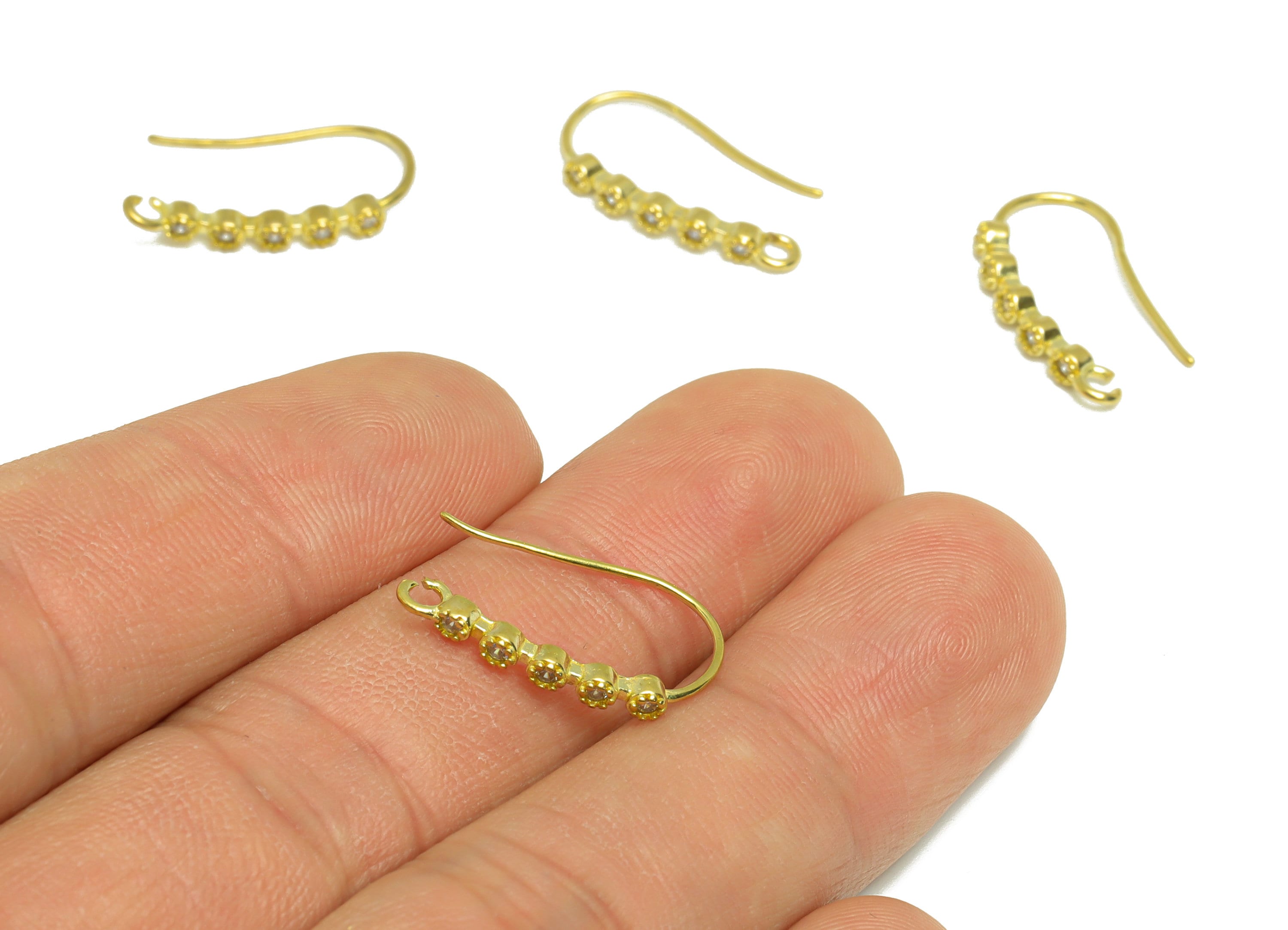 Brass Beads Hook Wire Earring - Raw Brass Zircon Wire Hook Earring - Brass Ear Wire Earring - Round Hook Wire Earring - 19x10.9x2mm - PP8994 - DOMEDBAZAAR