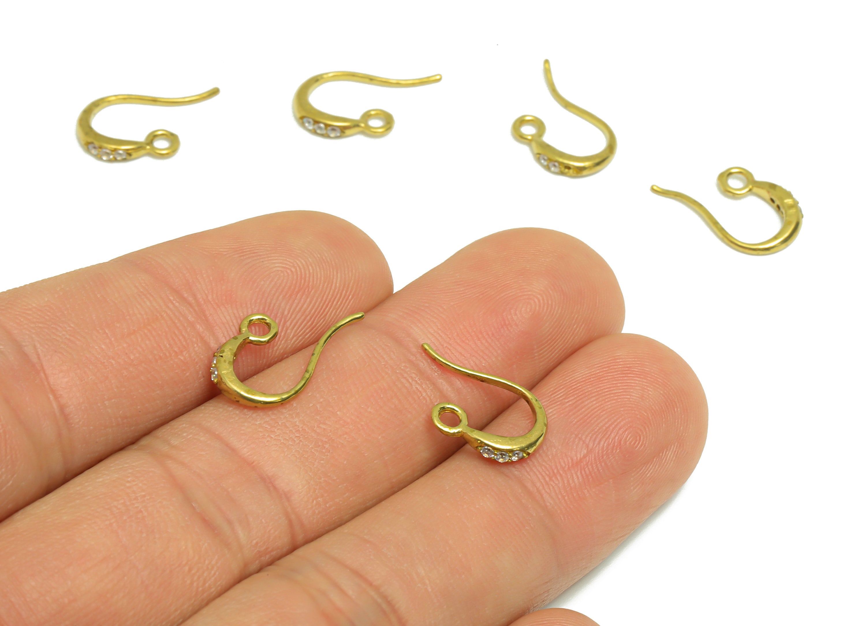 Brass Drop Hook Wire Earring - Raw Brass Zircon Wire Hook Earring - Ear Wire Earring With Loop- Teardrop Hook Wire Earring - 15x9x2mm-PP8993 - DOMEDBAZAAR