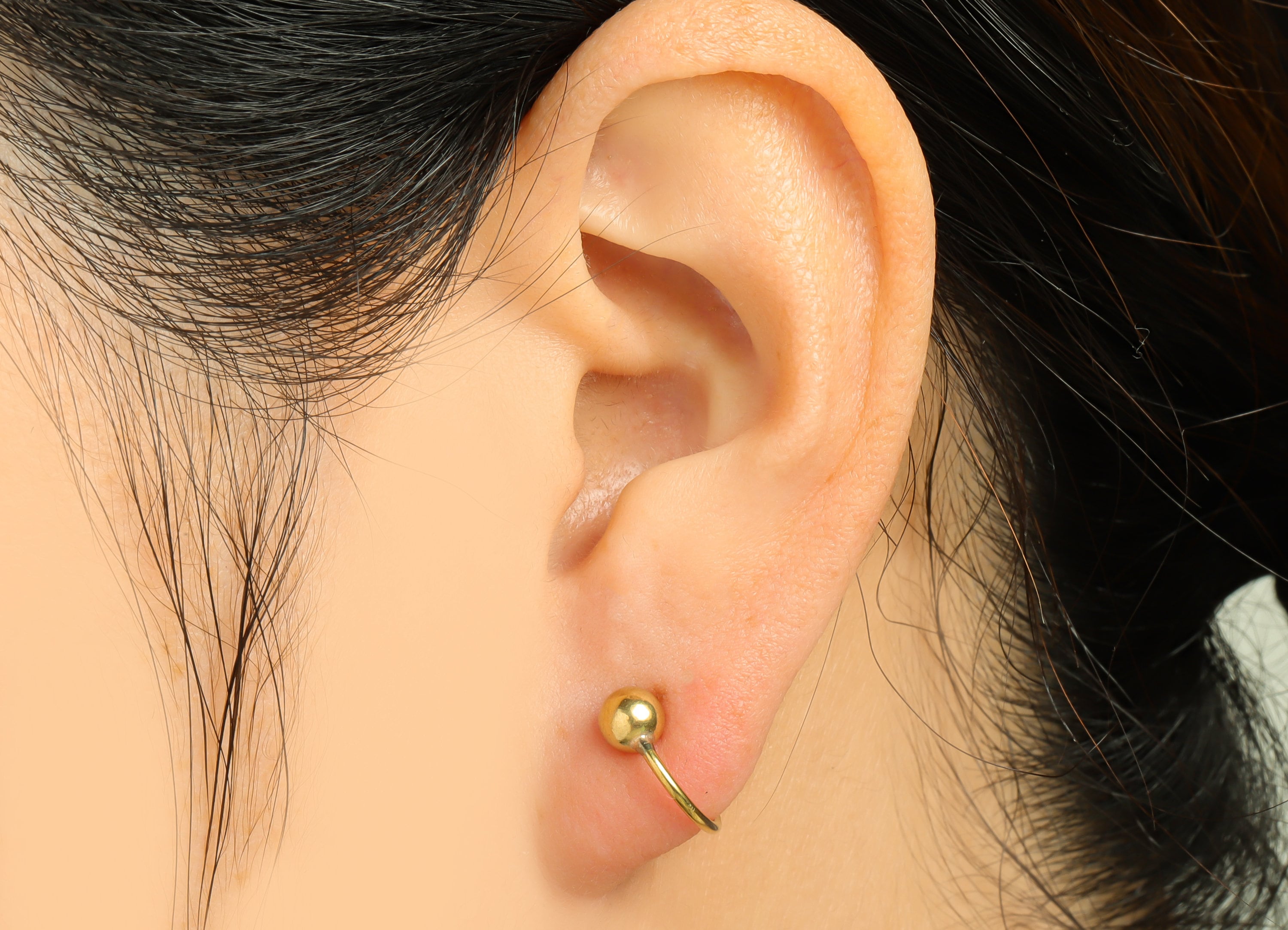 Brass Cuff Ball Earring - Raw Brass Bead Wire Hook Earring - Brass Ear Cuff Earring - Double Ball Cuff Hook Wire Earring - 13x11x1mm -PP9453 - DOMEDBAZAAR