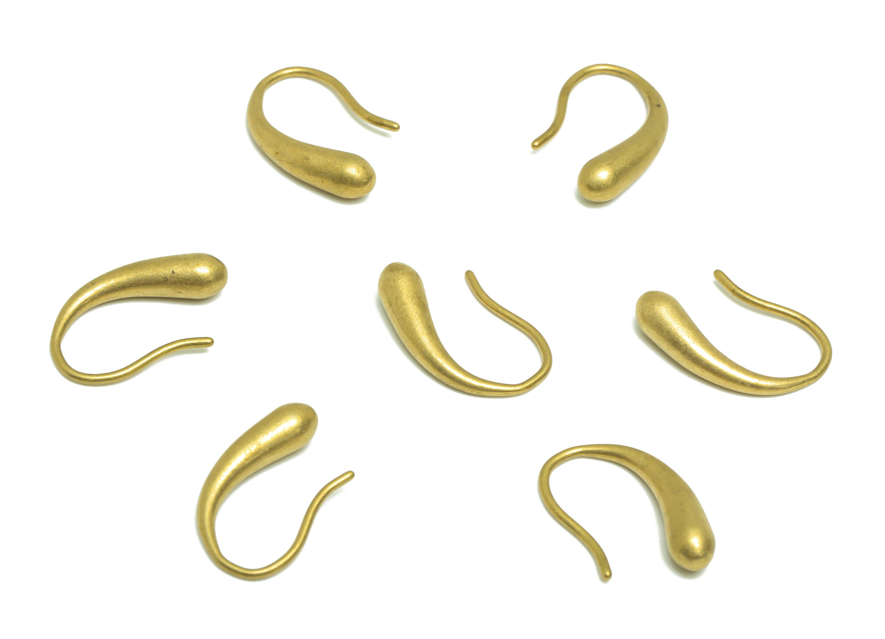 Brass Drop Hook Wire Earring - Raw Brass Teardrop Wire Hook Earring - Brass Ear Wire Earring - Hook Wire Earring - 14.82x9.17x1.6mm - PP9451 - DOMEDBAZAAR