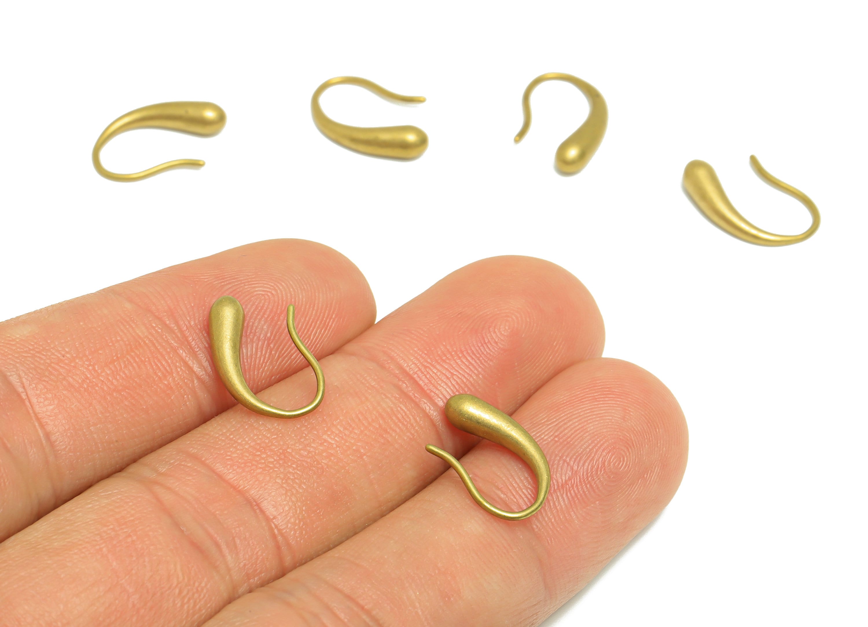 Brass Drop Hook Wire Earring - Raw Brass Teardrop Wire Hook Earring - Brass Ear Wire Earring - Hook Wire Earring - 14.82x9.17x1.6mm - PP9451 - DOMEDBAZAAR