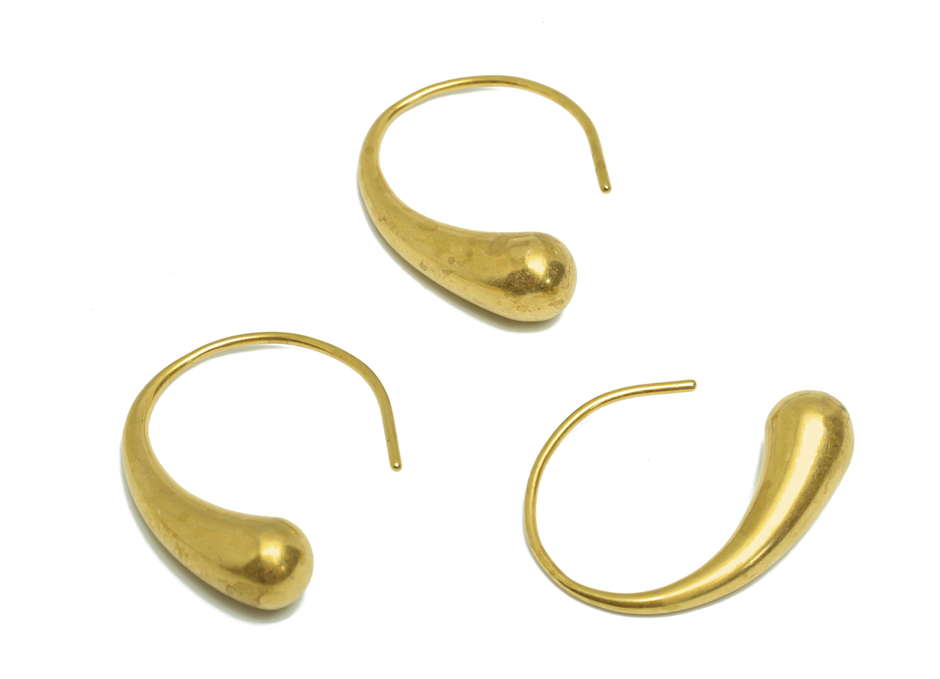 Brass Drop Hook Wire Earring - Raw Brass Teardrop Wire Hook Earring - Brass Ear Wire Earring - Hook Wire Earring - 21x13x1.82mm - PP9457 - DOMEDBAZAAR