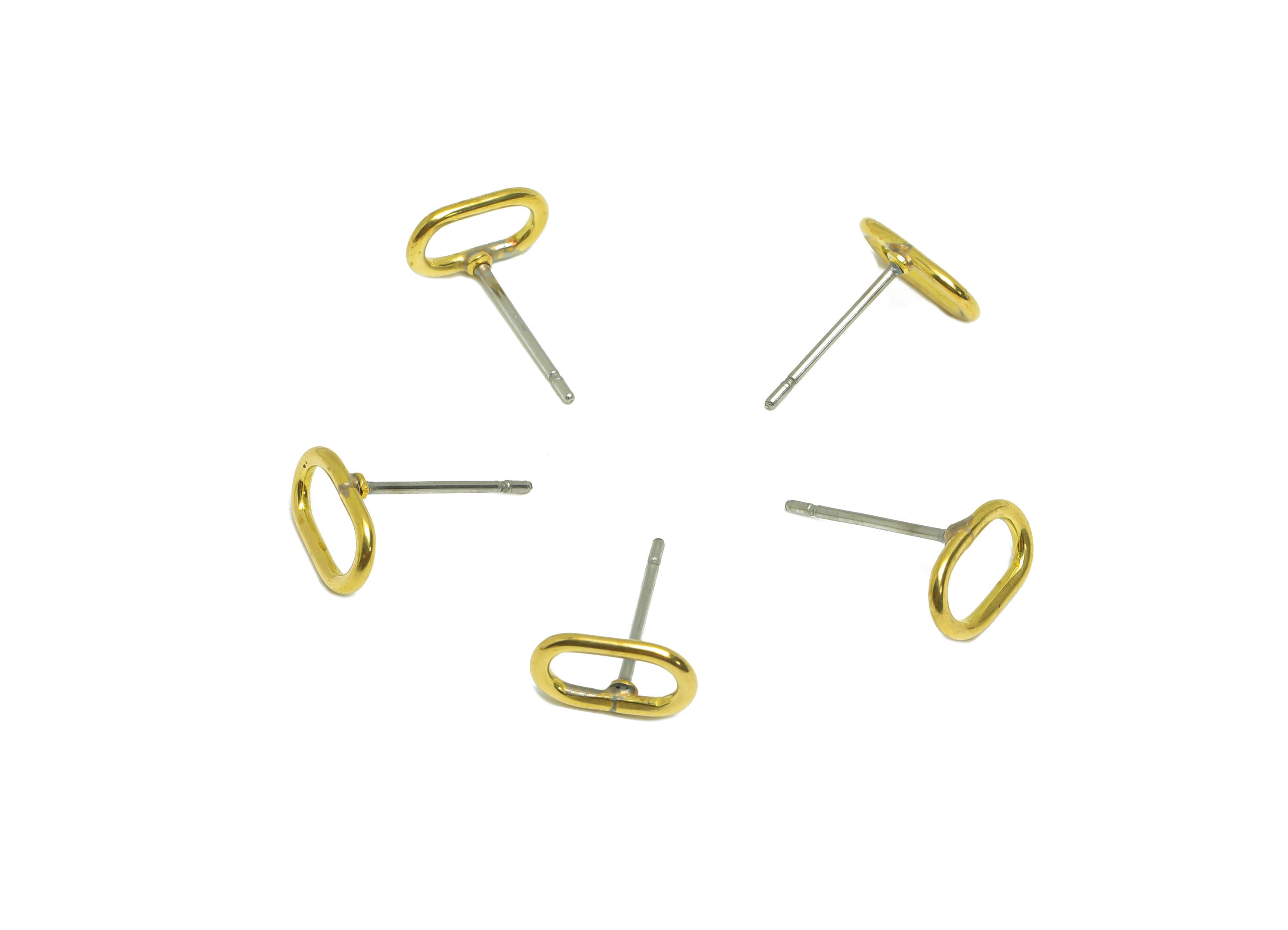 Brass Oval Ring Earring Post - Raw Brass Oval Earring Post - Brass Geometry Earring Post - Brass Mini Earring Post - 9.52x5.8x1mm - PP9448 - DOMEDBAZAAR