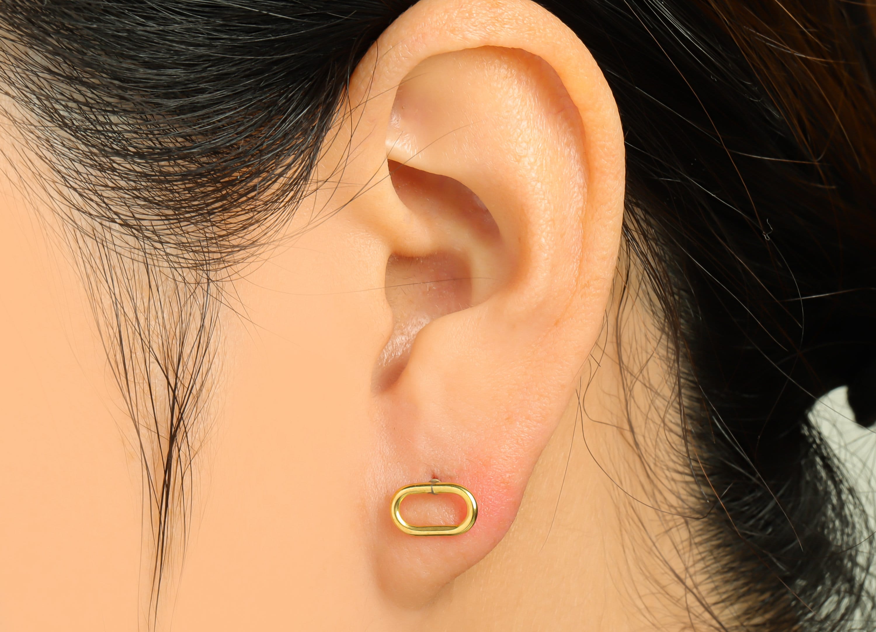 Brass Oval Ring Earring Post - Raw Brass Oval Earring Post - Brass Geometry Earring Post - Brass Mini Earring Post - 9.52x5.8x1mm - PP9448 - DOMEDBAZAAR