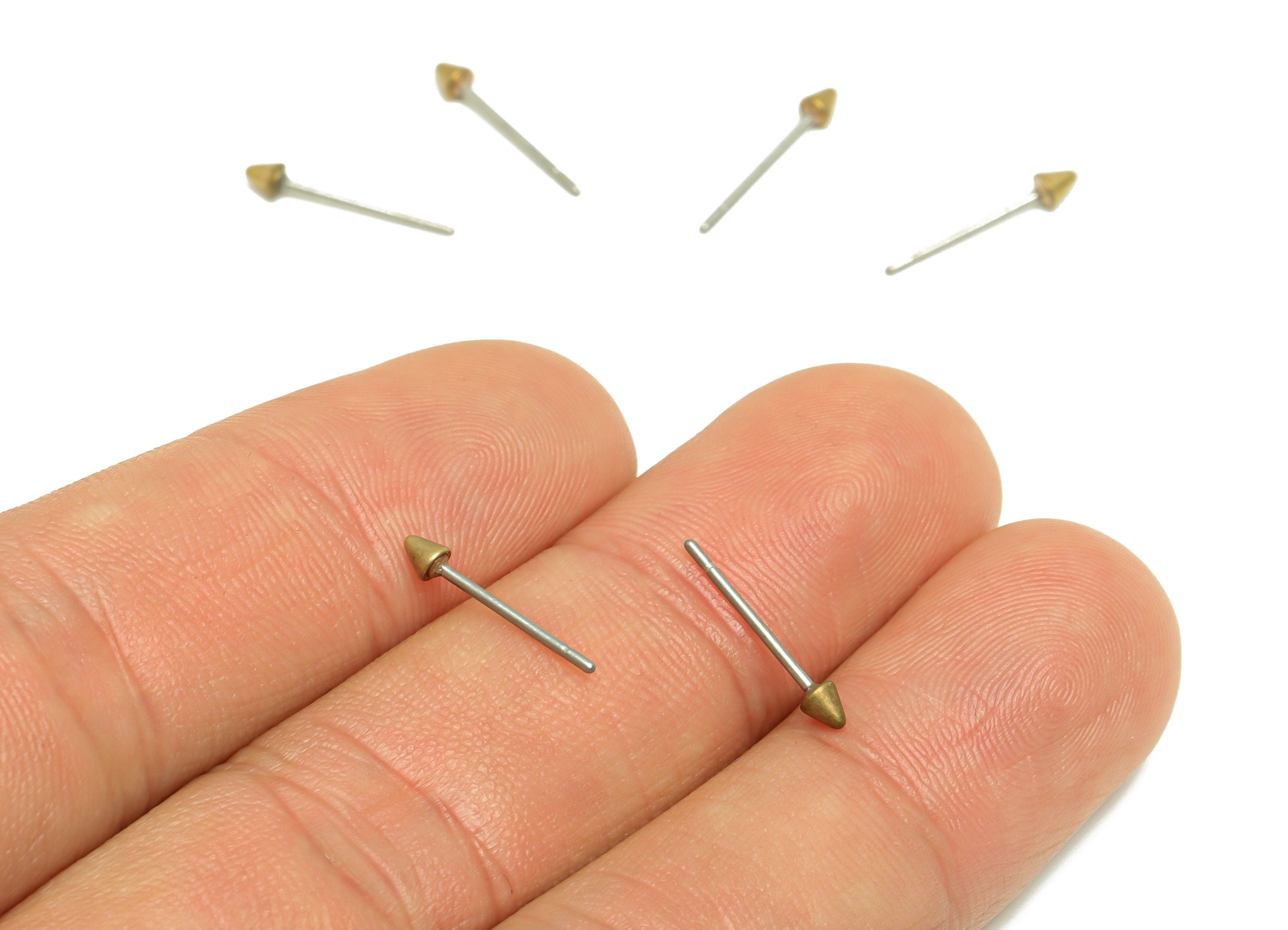 Brass Tiny Cone Earring Post - Raw Brass Earring Post - Brass Geometry Earring Post - Brass Mini Earring Post - 2.6x2.22x2.22mm - PP9450 - DOMEDBAZAAR
