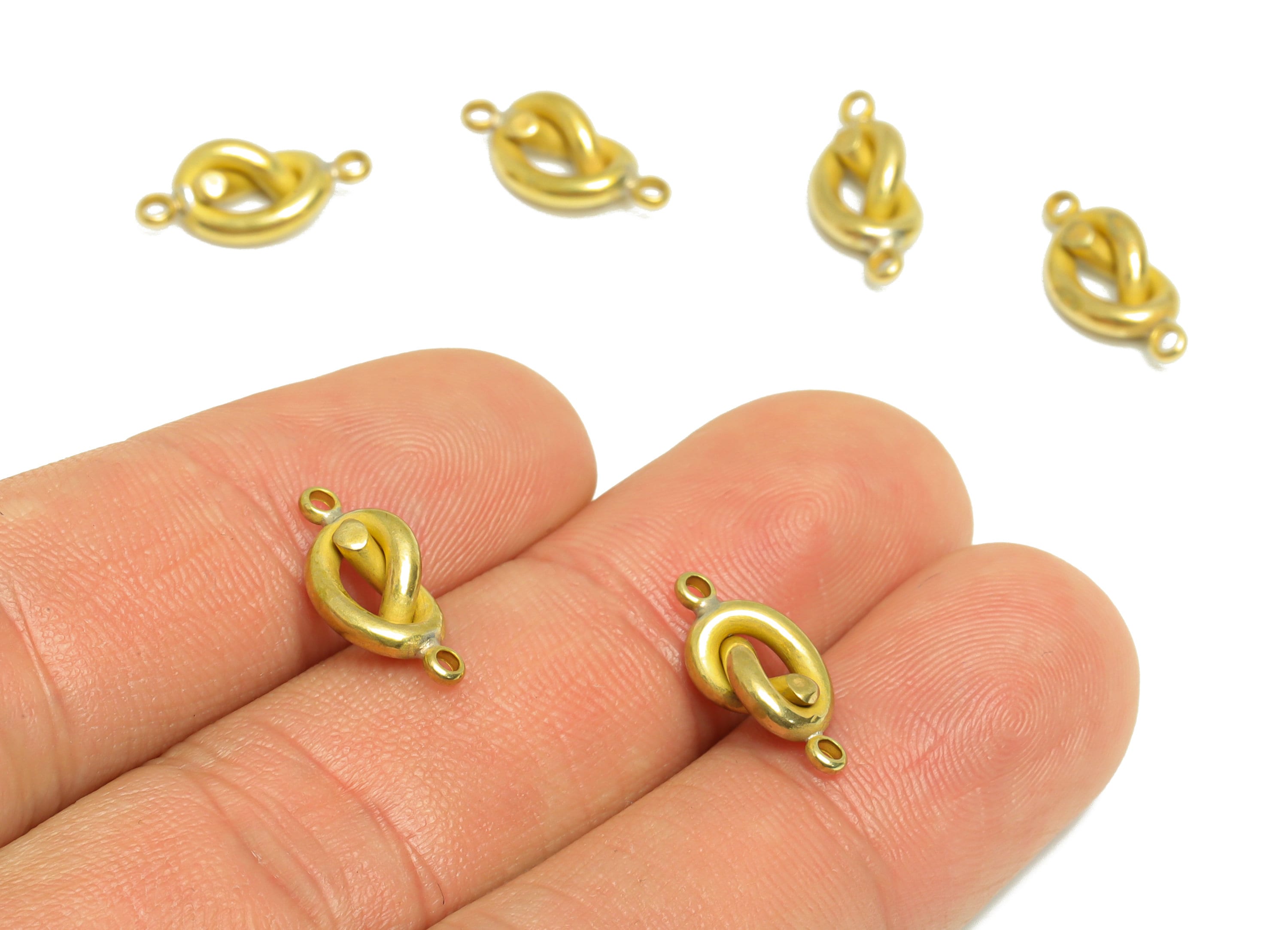 Brass Knot Wire Earring Charm - Raw Brass Bead Knot Earring Charm - Twine Knot Earring Charm - Brass Connector - 14.7x6x1mm - PP9455 - DOMEDBAZAAR