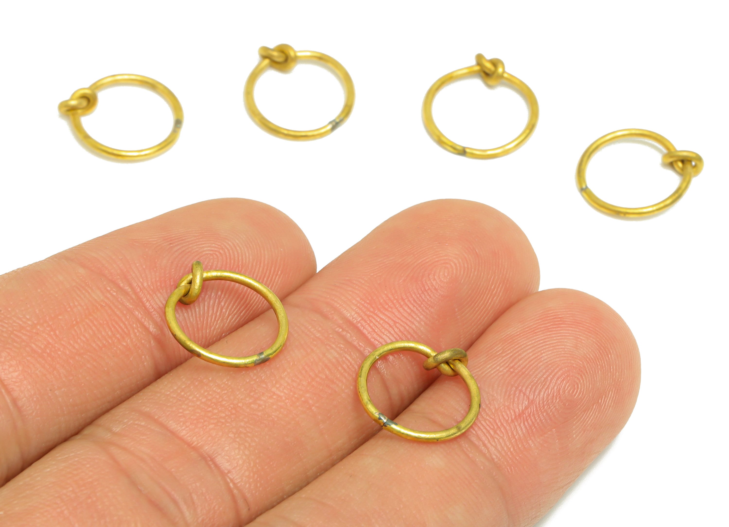Brass Knot Wire Earring Charm - Raw Brass Round Knot Earring Charm - Ring Knot Earring Charm - Brass Circle Wire - 13.06x11.7x0.88mm- PP9454 - DOMEDBAZAAR