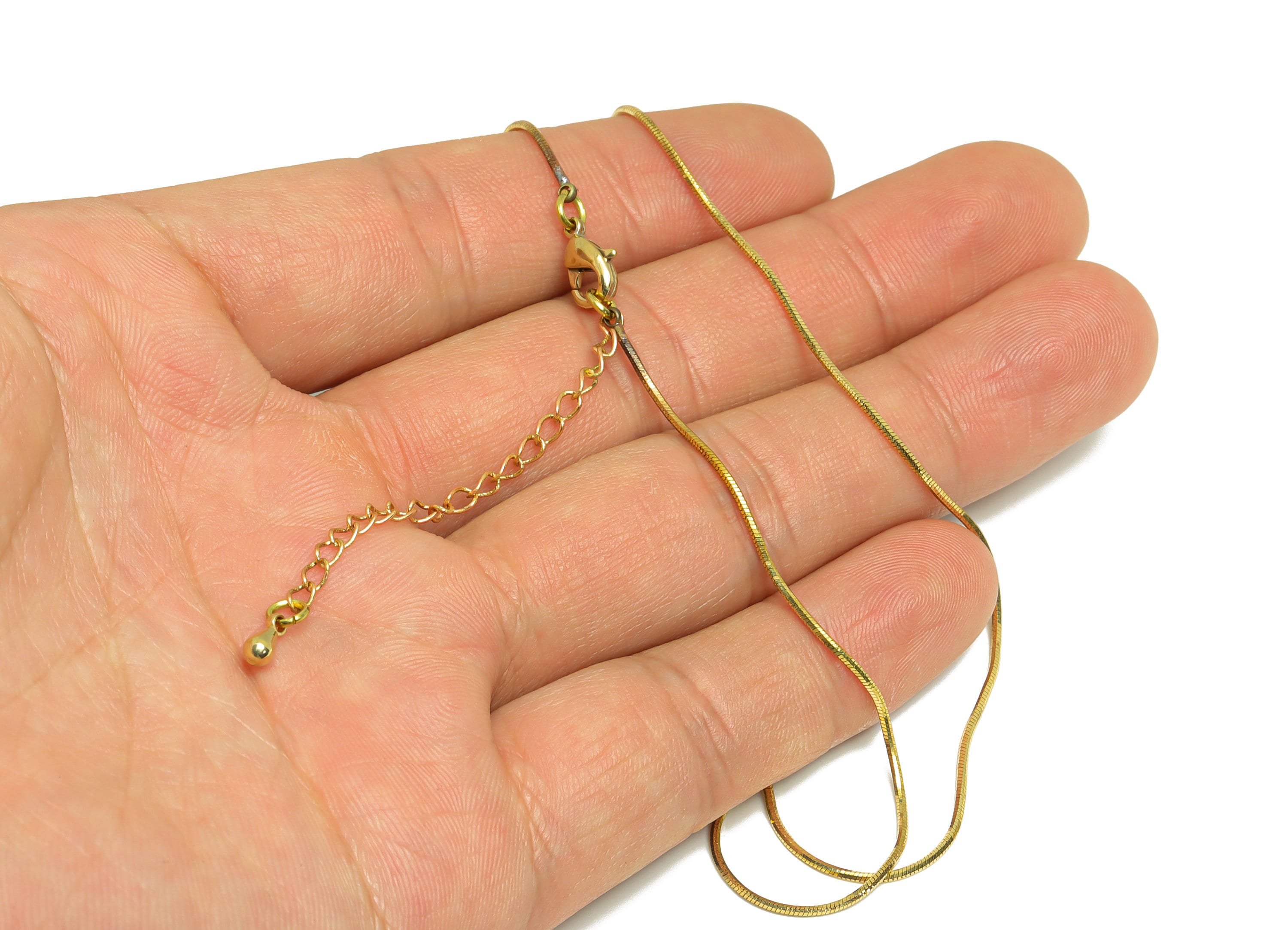 1mm Finished Snake Chain - 42.5+5.5 Snake Chain - Raw Brass Finished Snake Chain - Finished Snake Chain Necklace - For Necklace - CC1271 - DOMEDBAZAAR