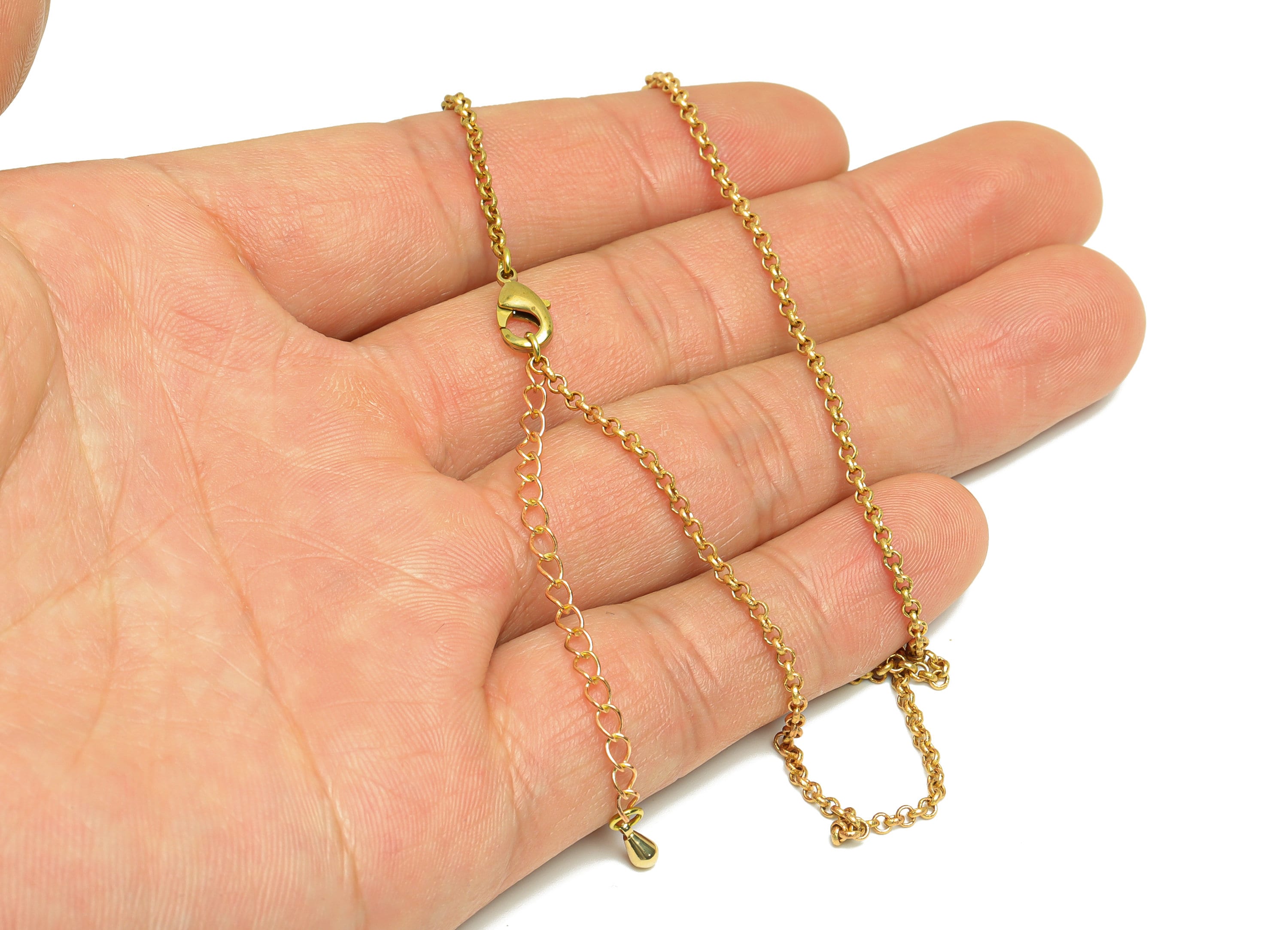 2.0 Finished Rolo Chain - 42+6cm Rolo Chain - Raw Brass Rolo Chain Necklace - Brass Finished Rolo Chain Necklace - CC1254 - DOMEDBAZAAR