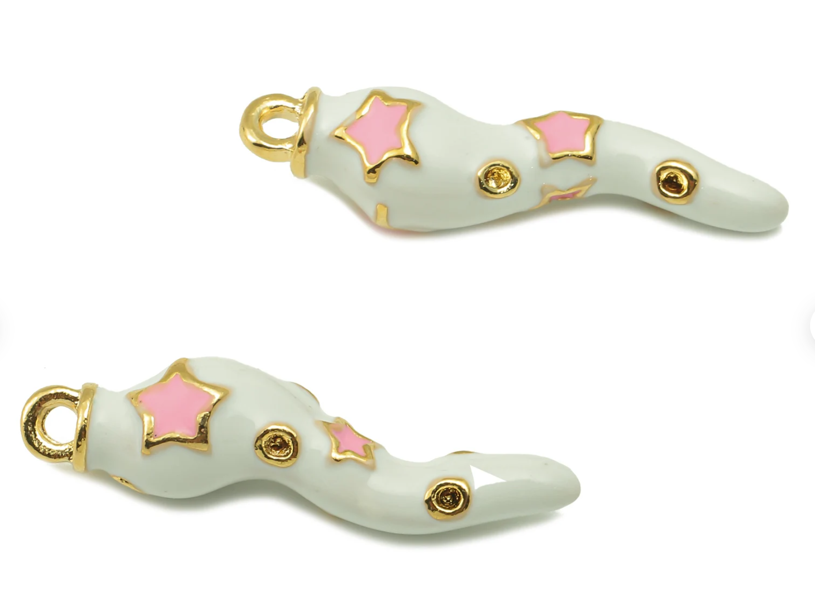 Enamel Fruit Earring Charms - Watermelon Enamel Pendant , 18K Gold Plated Brass Fruit Figures , Fruits DIY Jewelry Making Charms - DOMEDBAZAAR