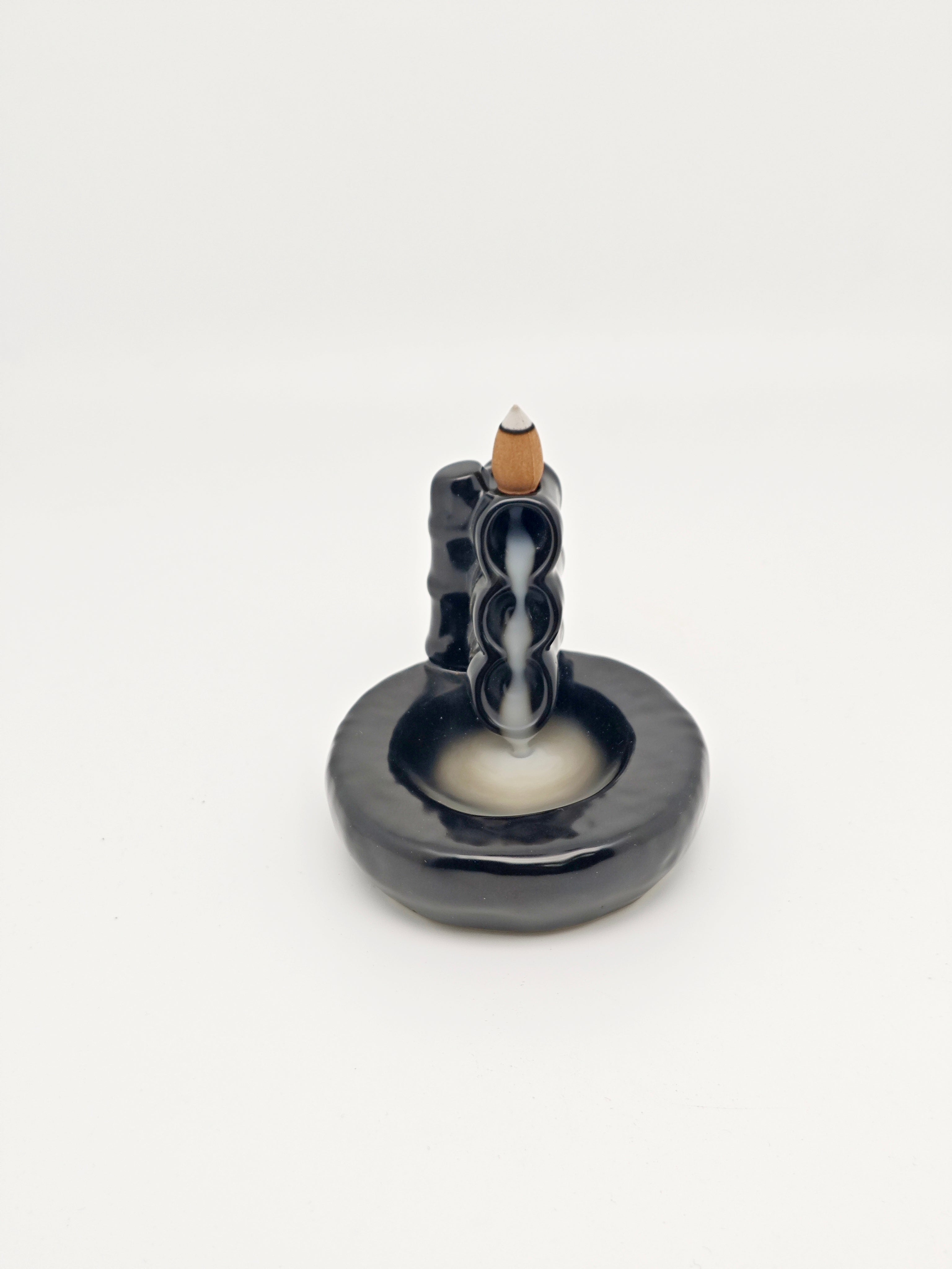 Ceramic Reflux Incense Burner - Decorative Incense Burner Biblo - Spiral Cascade Smooth Glossy Incense Burner 11.5cm BIB-1 - DOMEDBAZAAR