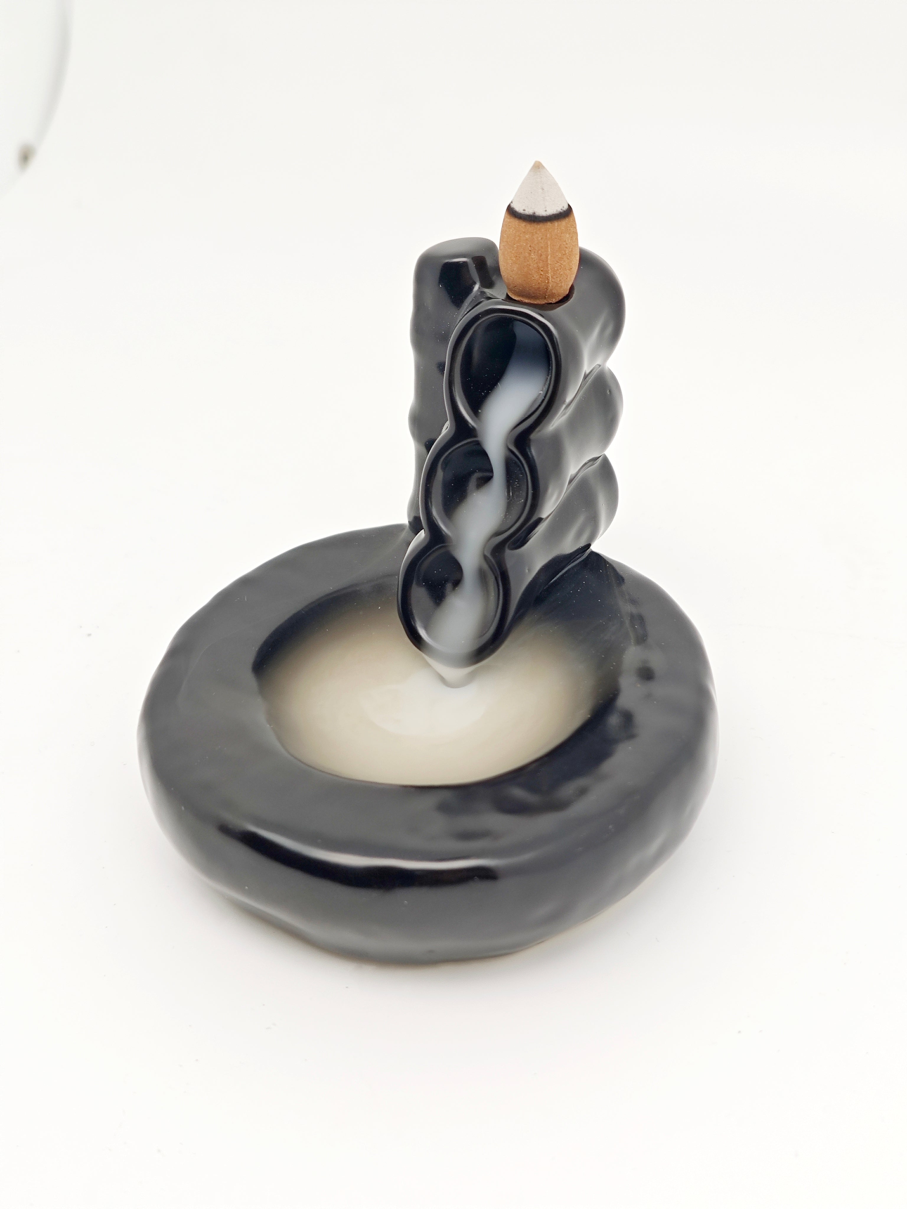 Ceramic Reflux Incense Burner - Decorative Incense Burner Biblo - Spiral Cascade Smooth Glossy Incense Burner 11.5cm BIB-1 - DOMEDBAZAAR