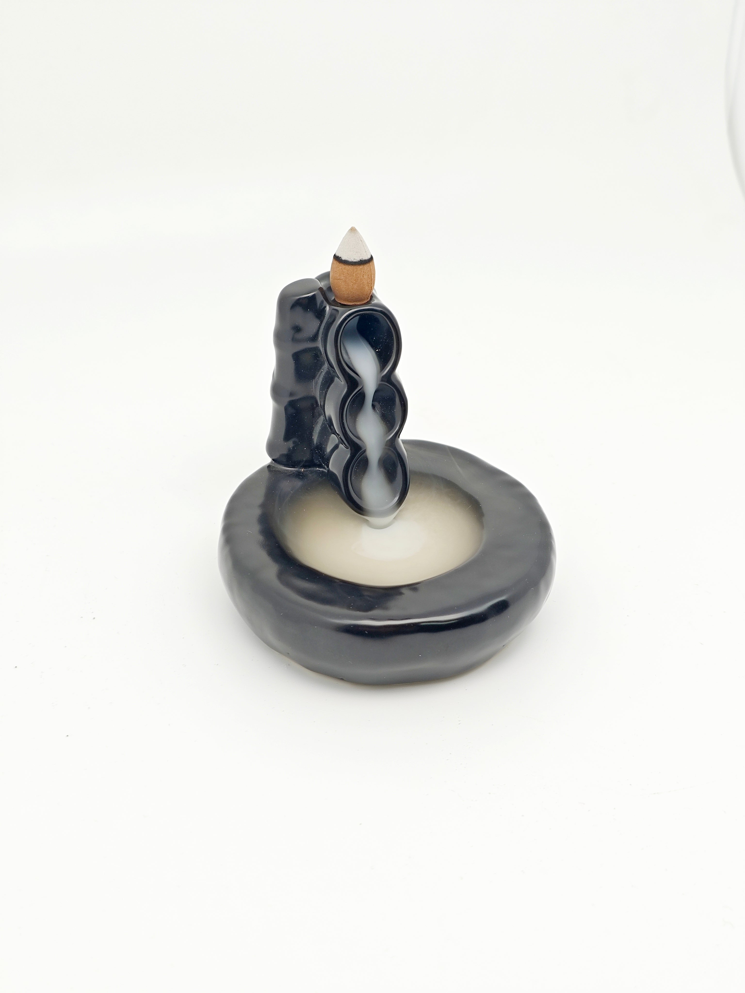 Ceramic Reflux Incense Burner - Decorative Incense Burner Biblo - Spiral Cascade Smooth Glossy Incense Burner 11.5cm BIB-1 - DOMEDBAZAAR