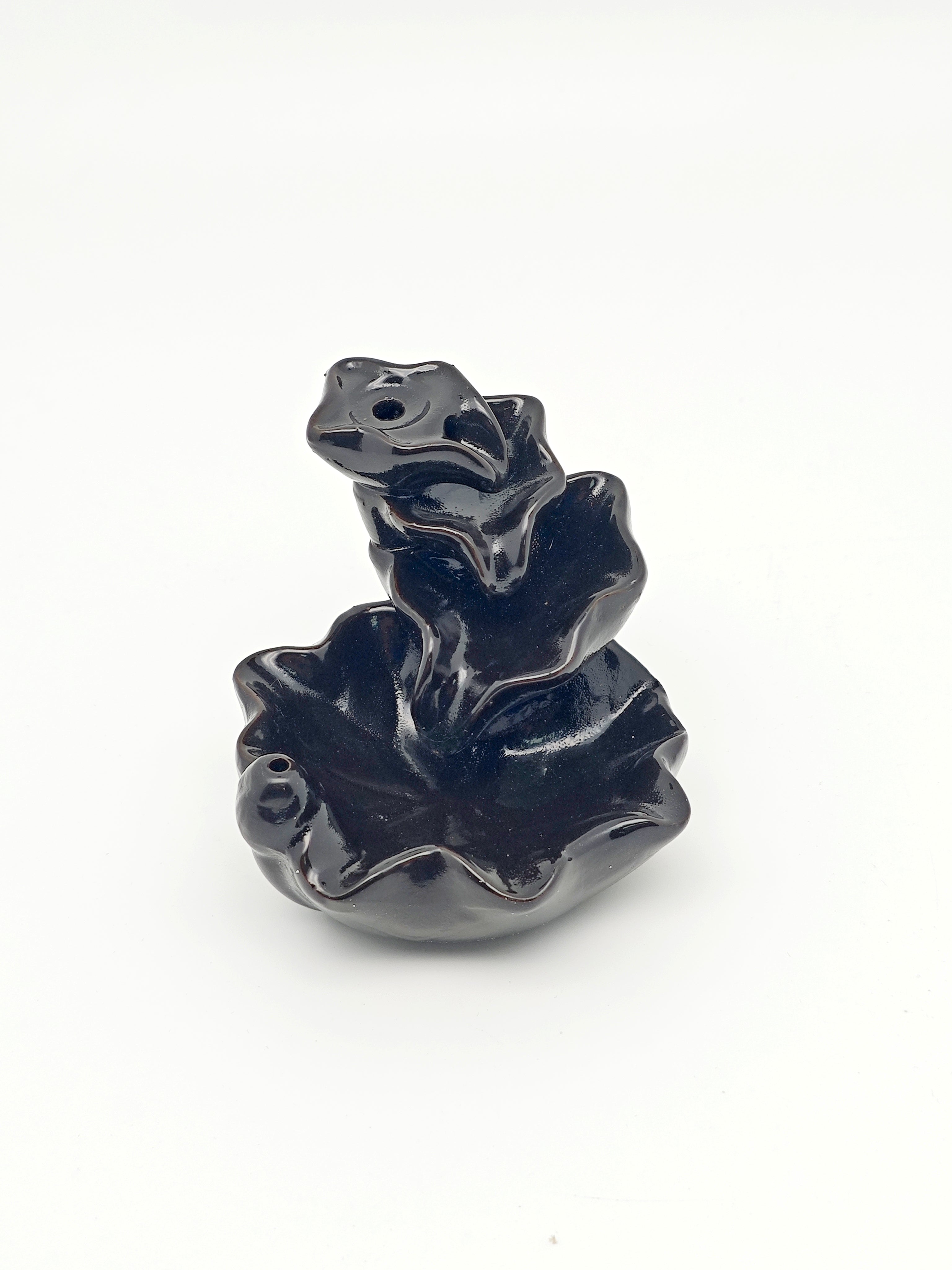 Ceramic Reflux Incense Burner - Decorative Incense Burner Biblo - Lotus Flower Rippled Wavy Smooth Glossy Pond Burner 10cm BIB-3 - DOMEDBAZAAR