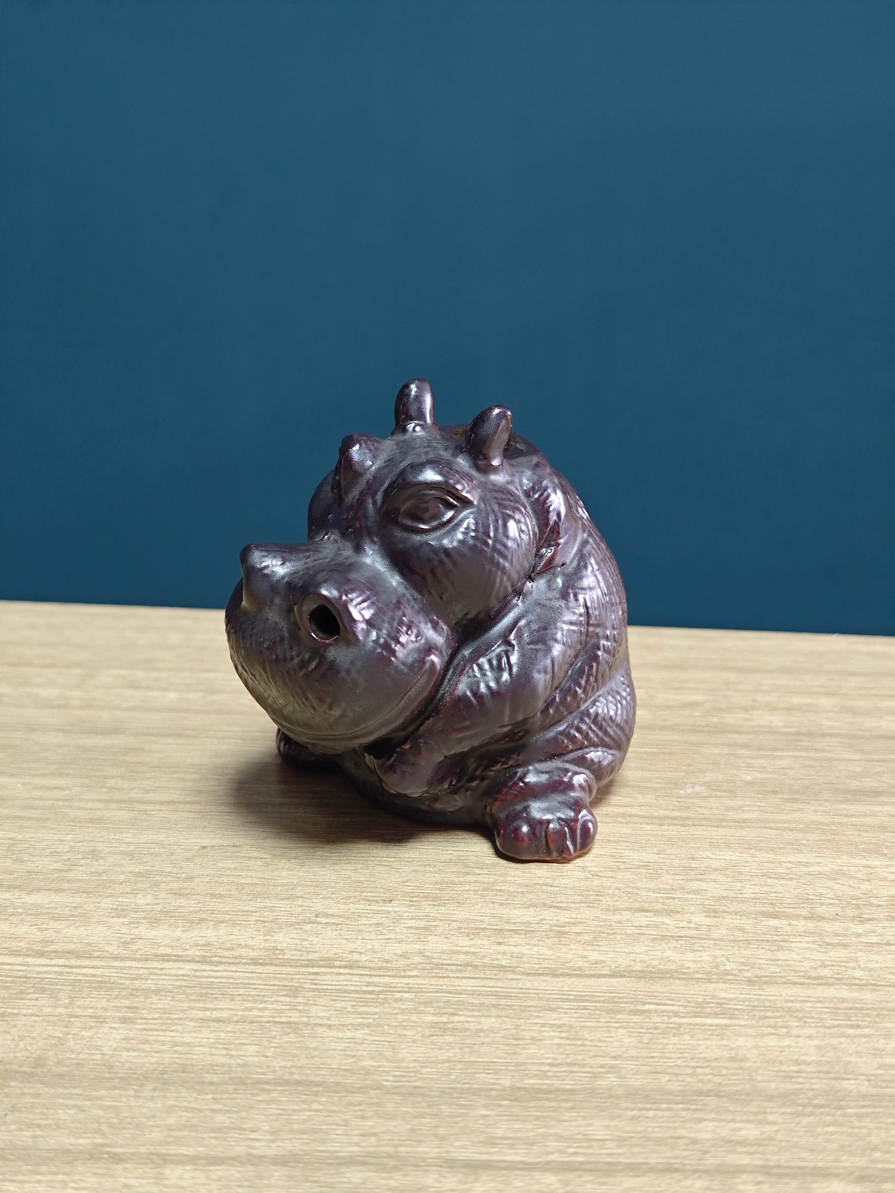 Ceramic Reflux Incense Burner - Decorative Incense Burner Biblo - Cute Hippopotamus Motif Whimsical Animal Figure 8.5cm BIB-24 - DOMEDBAZAAR