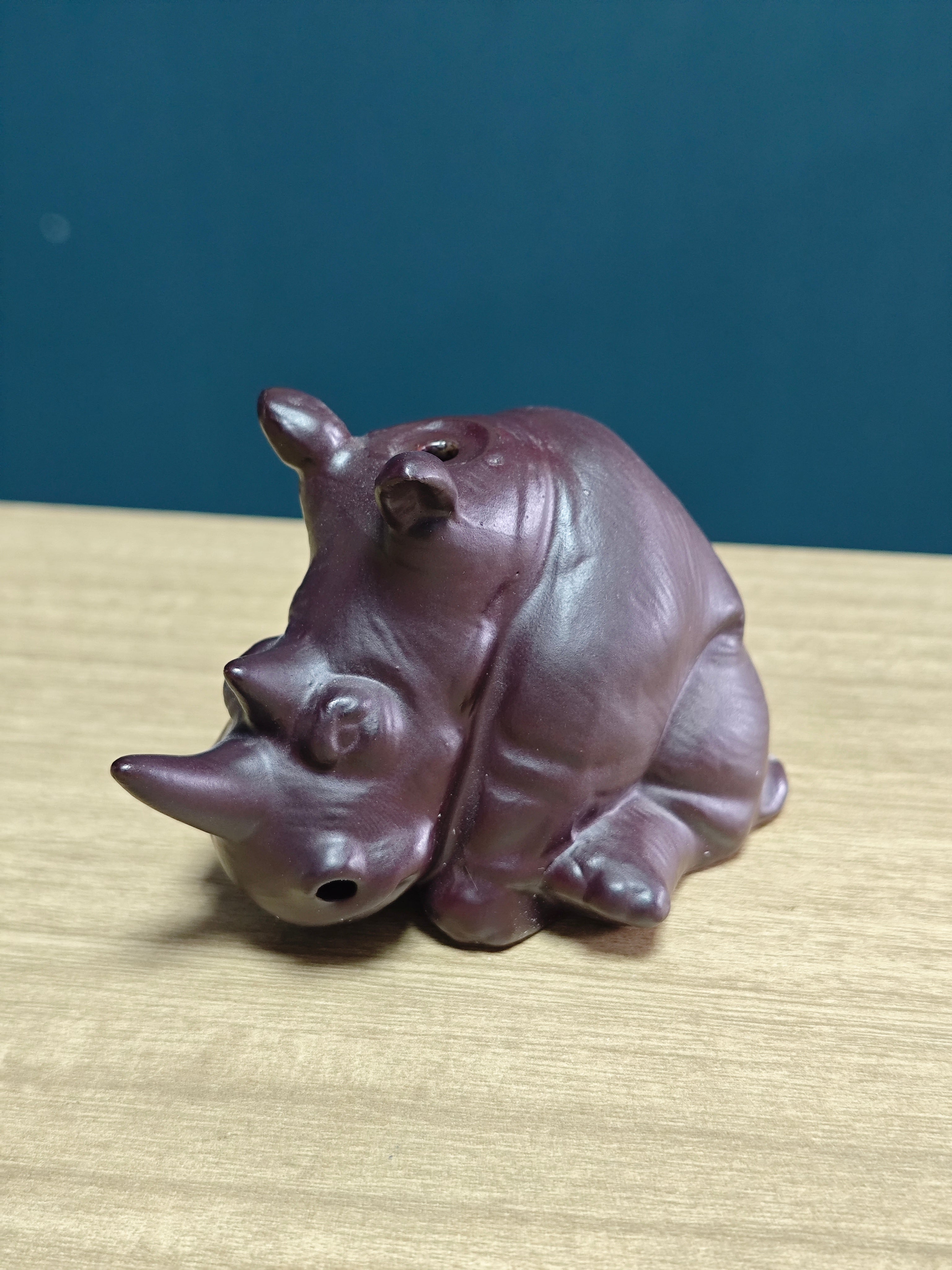 Ceramic Reflux Incense Burner - Decorative Incense Burner Biblo - Relaxed Hippo Pose Whimsical Hippo Figure 7.5cm BIB-25 - DOMEDBAZAAR