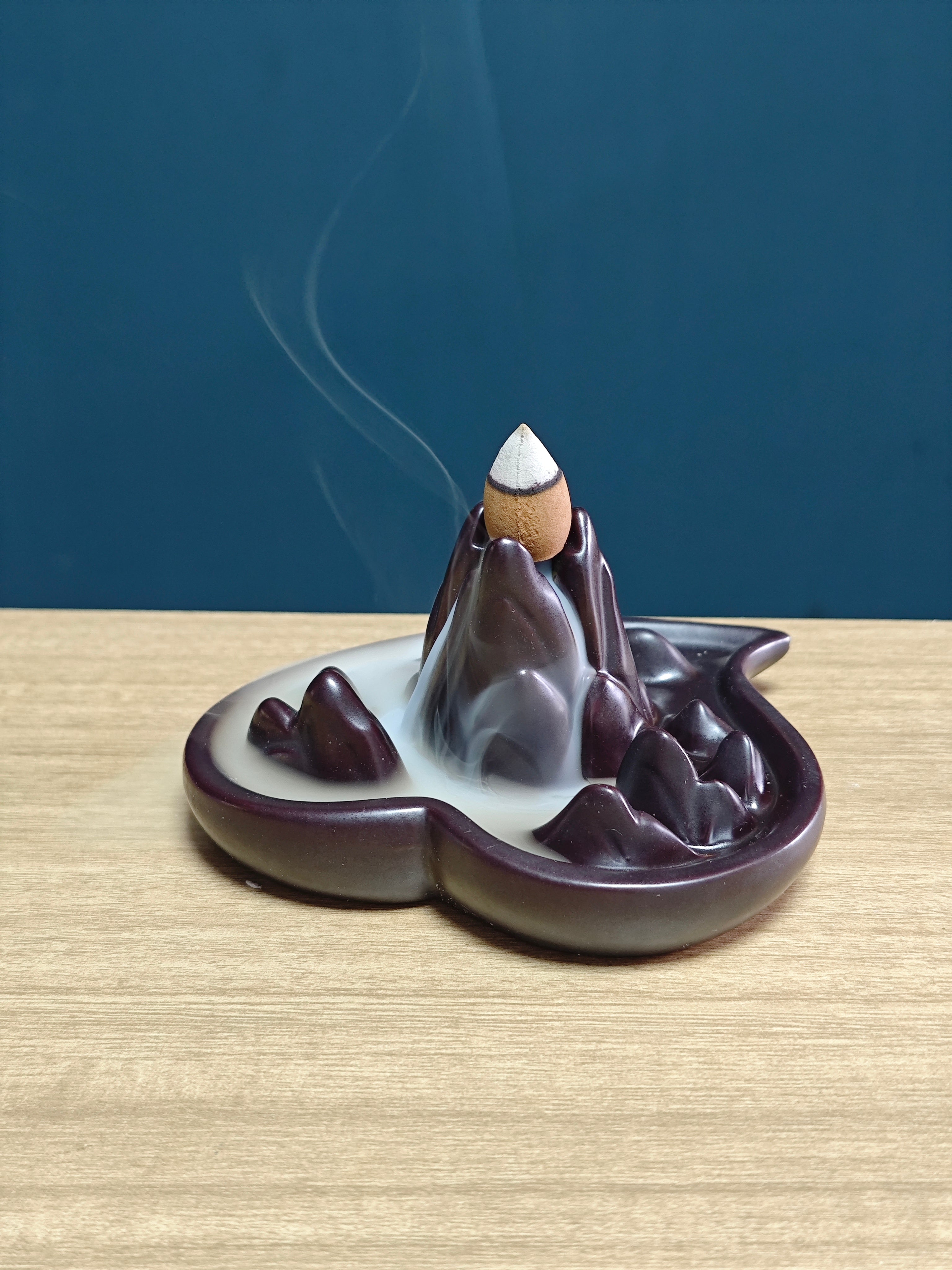 Ceramic Reflux Incense Burner - Decorative Incense Burner Biblo -  Rocky Terrain Motif Miniature Landscape Burner 6cm BIB-26 - DOMEDBAZAAR