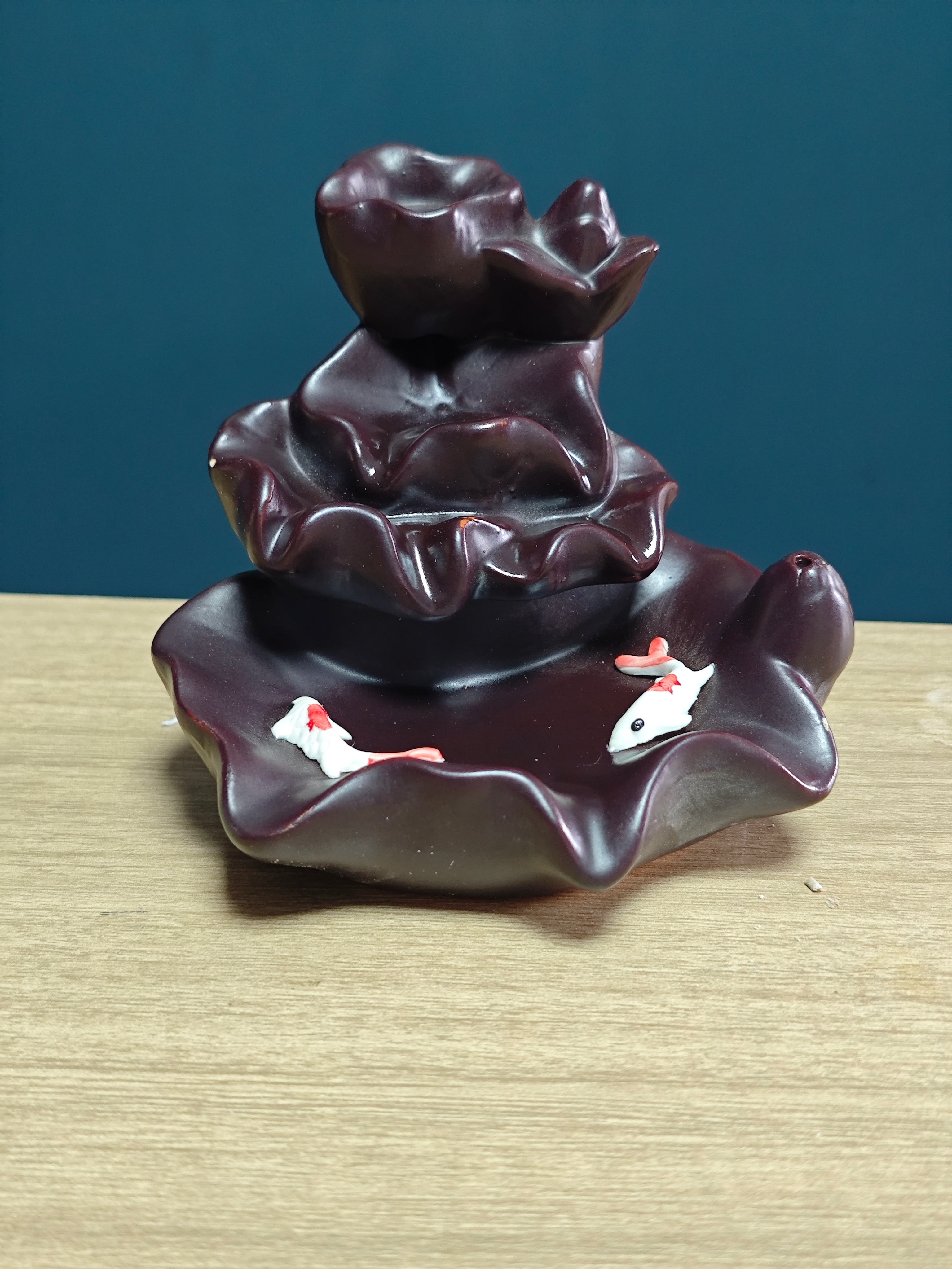 Ceramic Reflux Incense Burner - Decorative Incense Burner Biblo - Wavy Lotus Flower Artiste Burner 9cm BIB-28 - DOMEDBAZAAR