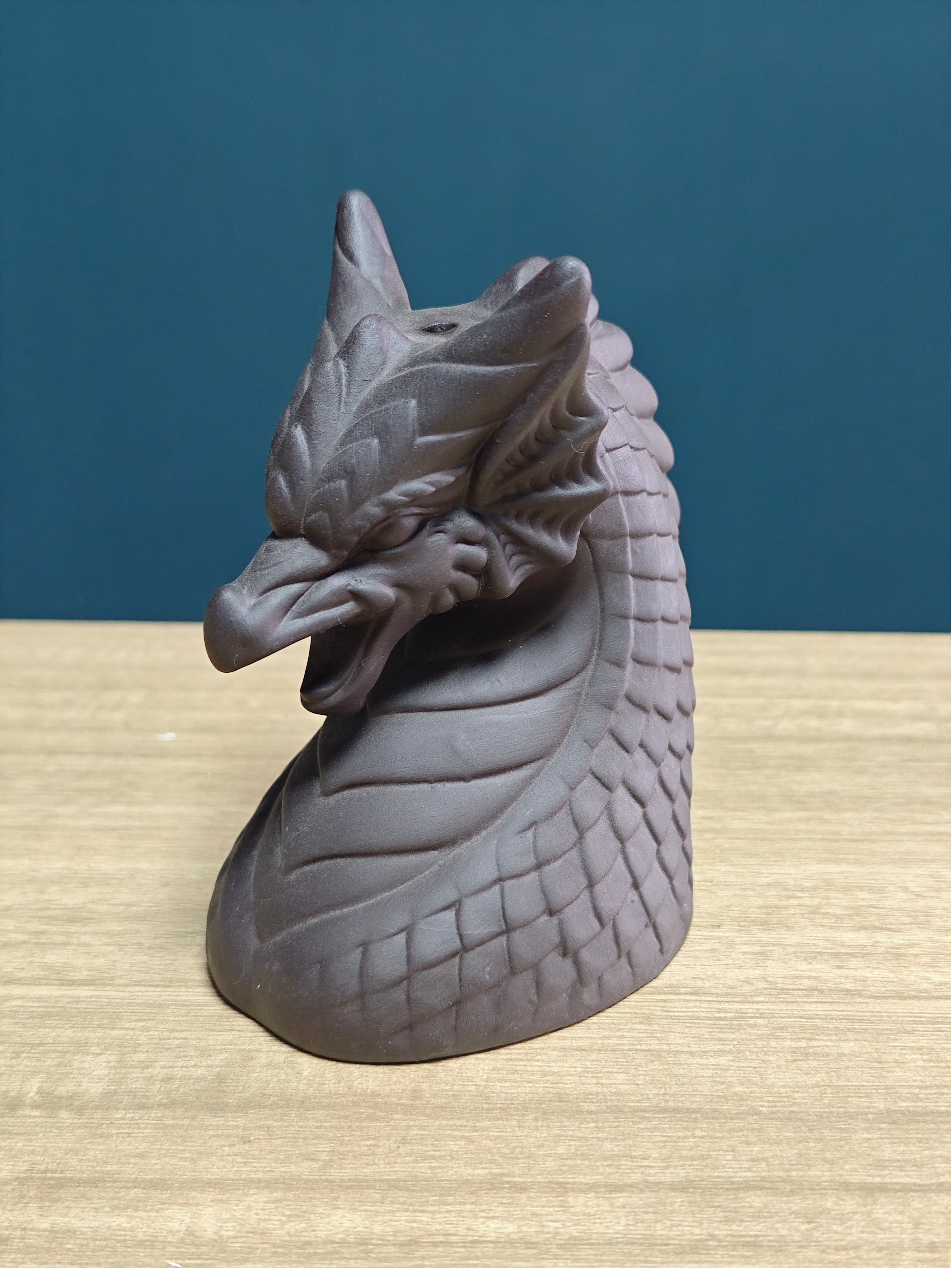 Ceramic Reflux Incense Burner - Decorative Incense Burner Biblo - Dragon Head Mythical Creature Motif Sculpted Scales Texture Burner 11.5cm BIB-29 - DOMEDBAZAAR
