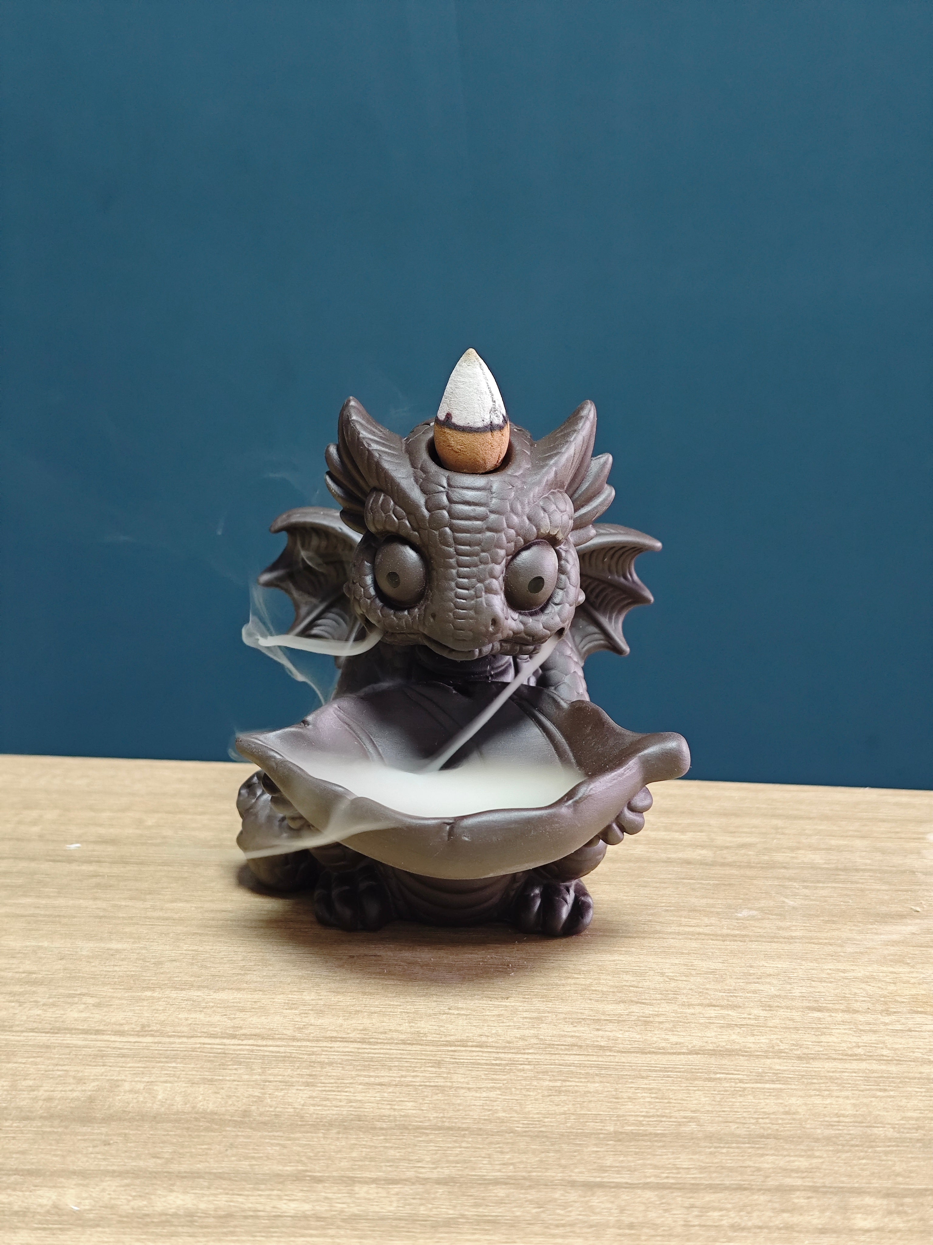 Ceramic Reflux Incense Burner - Decorative Incense Burner Biblo - Baby Dragon Cute Mythical Creature Burner 11cm BIB-30 - DOMEDBAZAAR