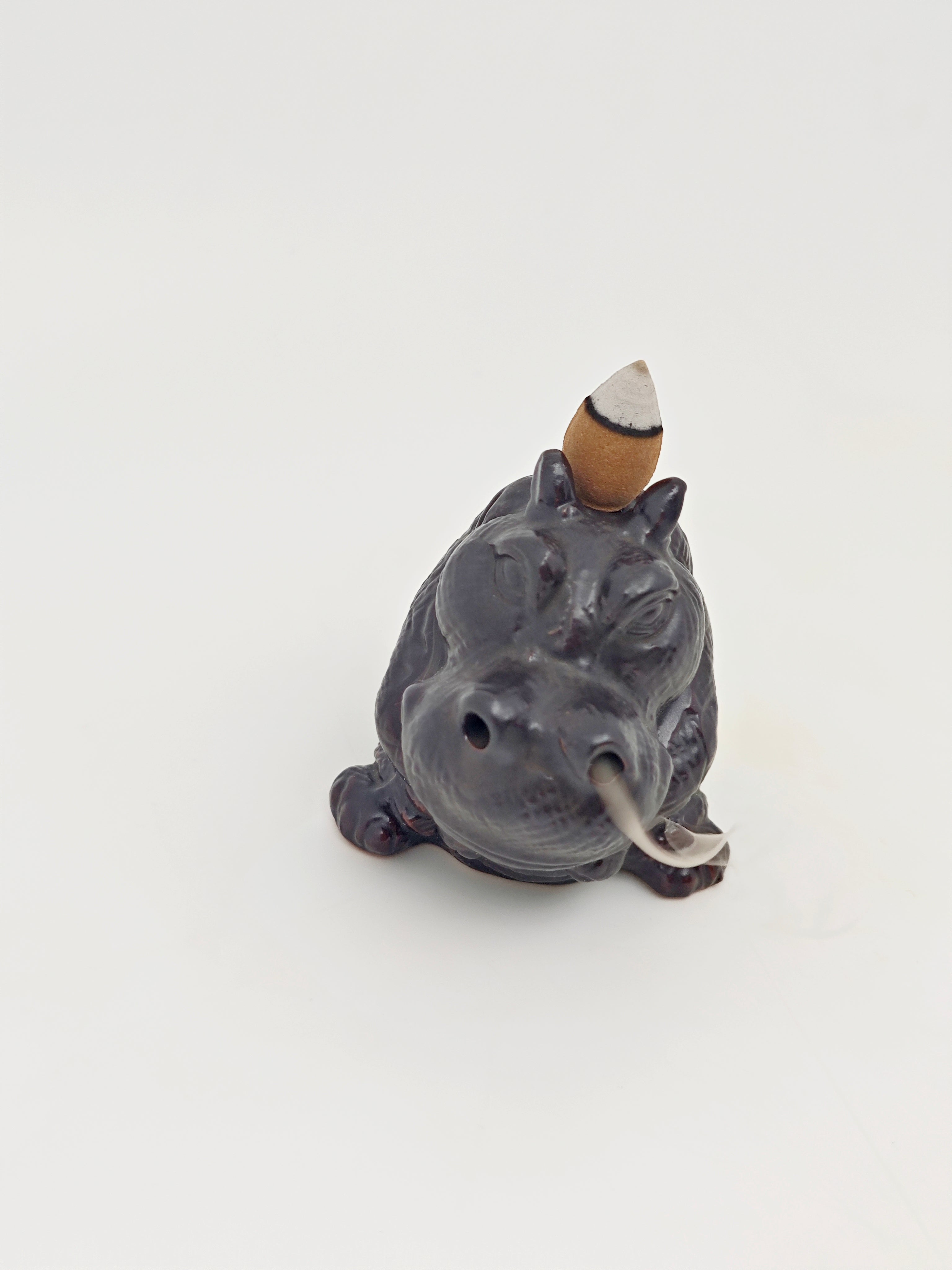 Ceramic Reflux Incense Burner - Decorative Incense Burner Biblo - Cute Hippopotamus Motif Whimsical Animal Figure 8.5cm BIB-24 - DOMEDBAZAAR