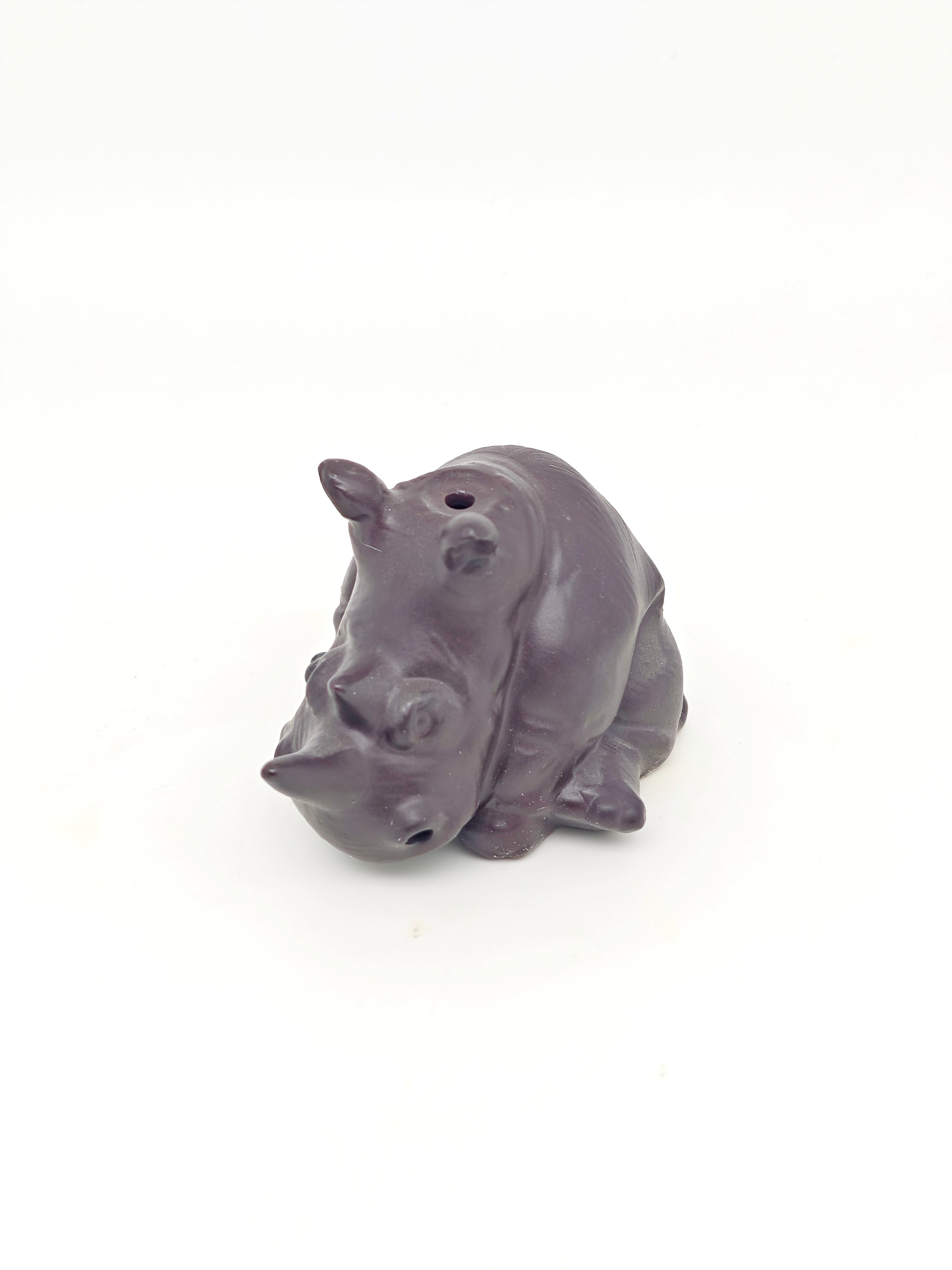 Ceramic Reflux Incense Burner - Decorative Incense Burner Biblo - Relaxed Hippo Pose Whimsical Hippo Figure 7.5cm BIB-25 - DOMEDBAZAAR
