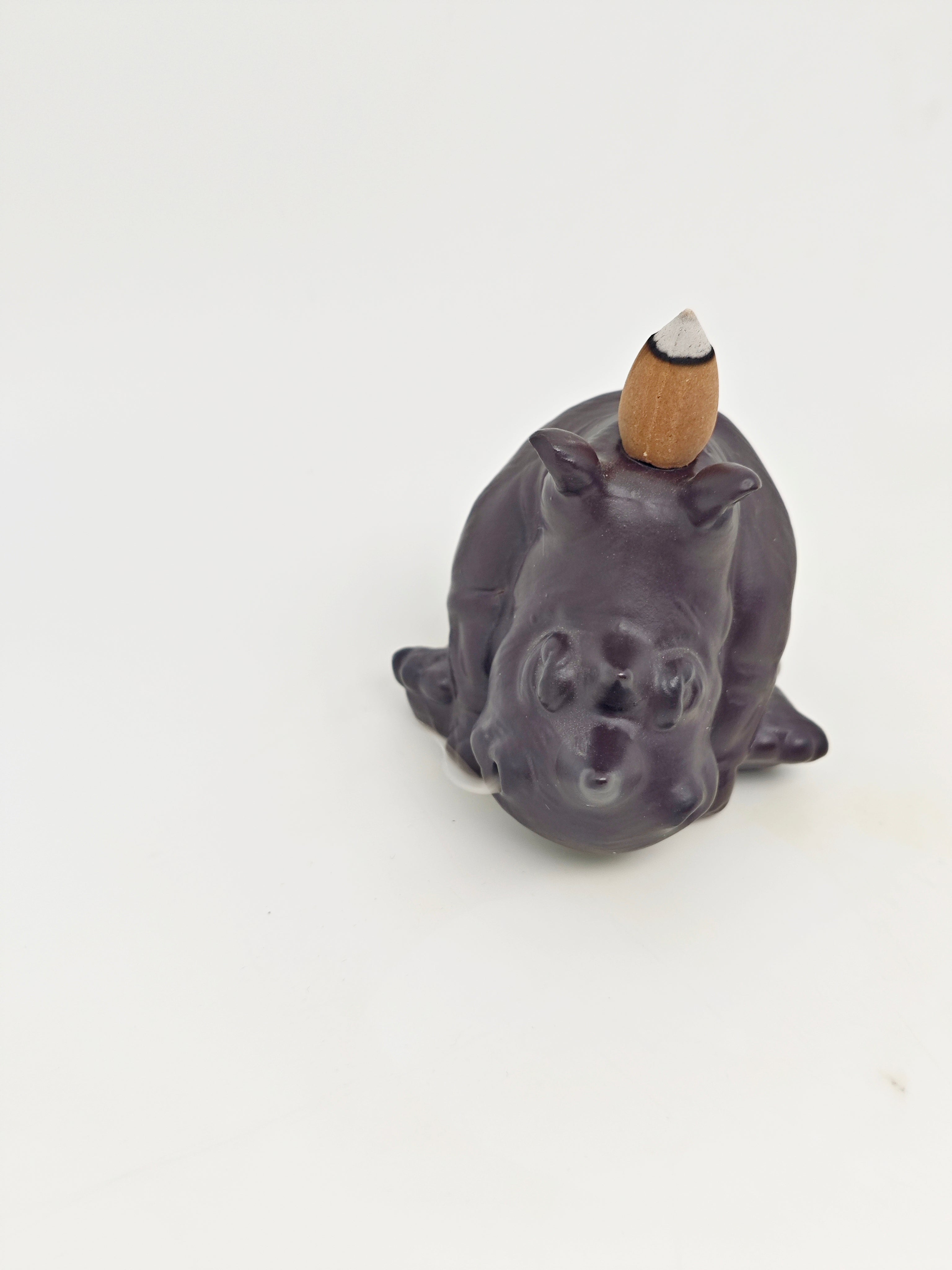 Ceramic Reflux Incense Burner - Decorative Incense Burner Biblo - Relaxed Hippo Pose Whimsical Hippo Figure 7.5cm BIB-25 - DOMEDBAZAAR