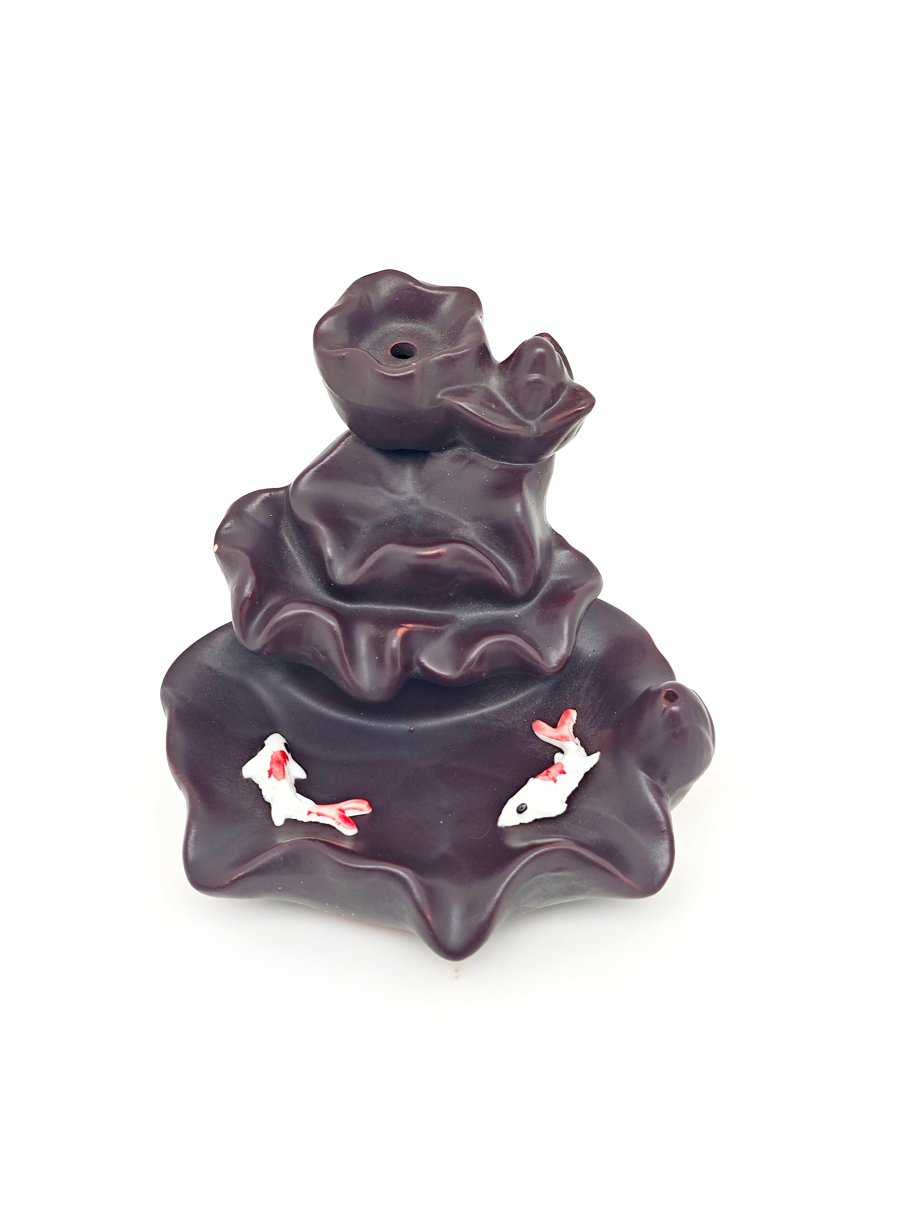 Ceramic Reflux Incense Burner - Decorative Incense Burner Biblo - Wavy Lotus Flower Artiste Burner 9cm BIB-28 - DOMEDBAZAAR