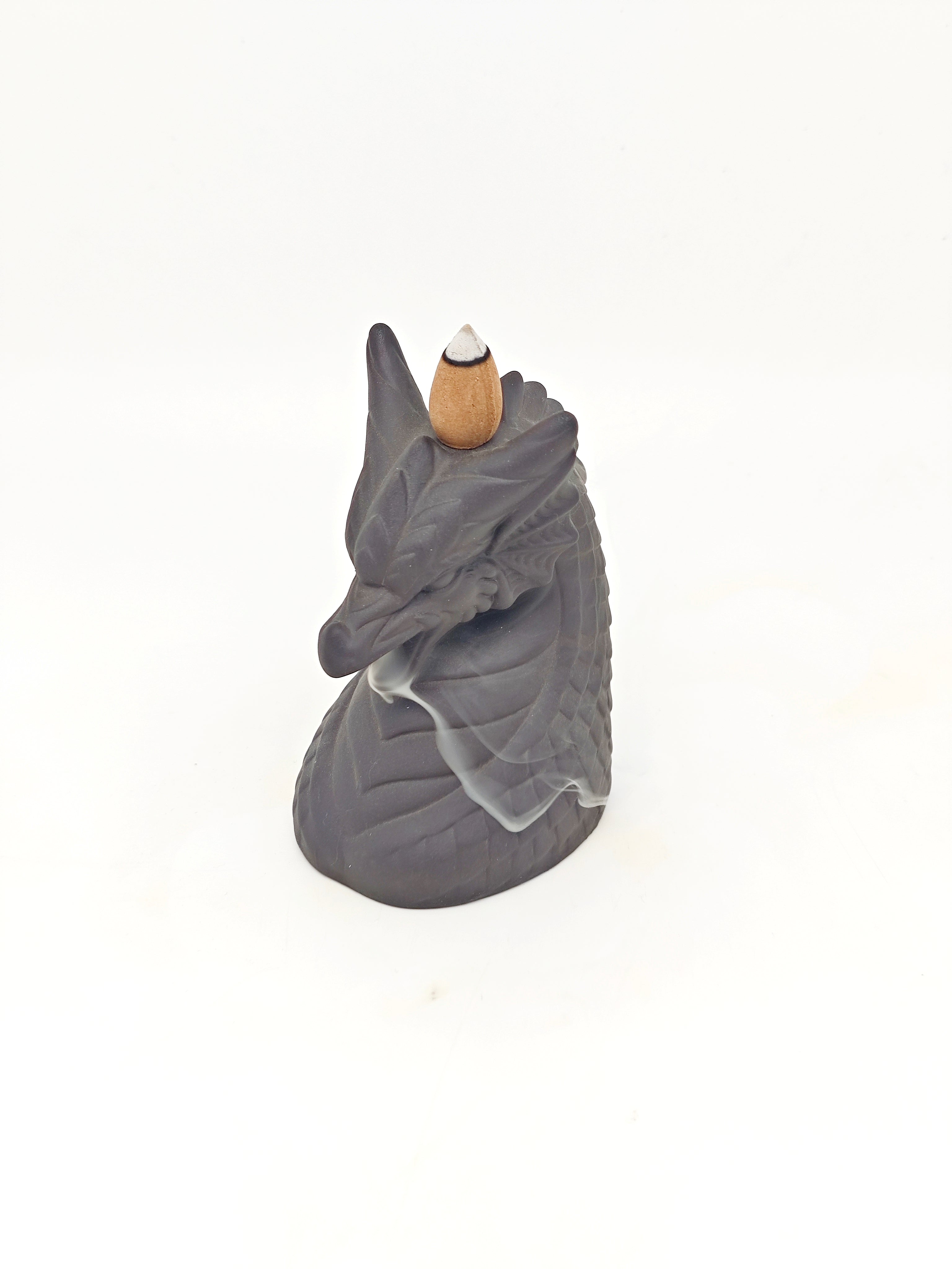 Ceramic Reflux Incense Burner - Decorative Incense Burner Biblo - Dragon Head Mythical Creature Motif Sculpted Scales Texture Burner 11.5cm BIB-29 - DOMEDBAZAAR
