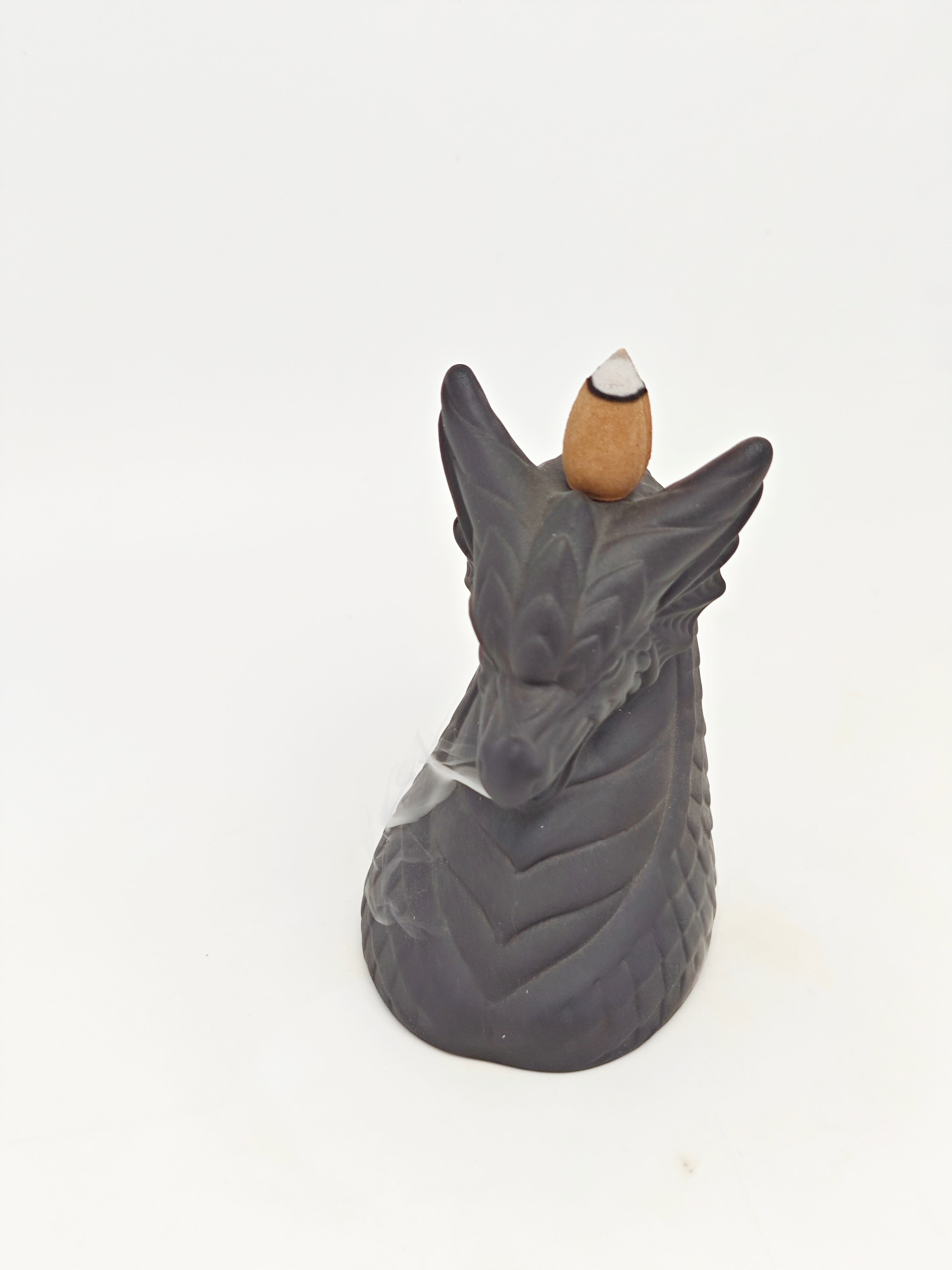 Ceramic Reflux Incense Burner - Decorative Incense Burner Biblo - Dragon Head Mythical Creature Motif Sculpted Scales Texture Burner 11.5cm BIB-29 - DOMEDBAZAAR
