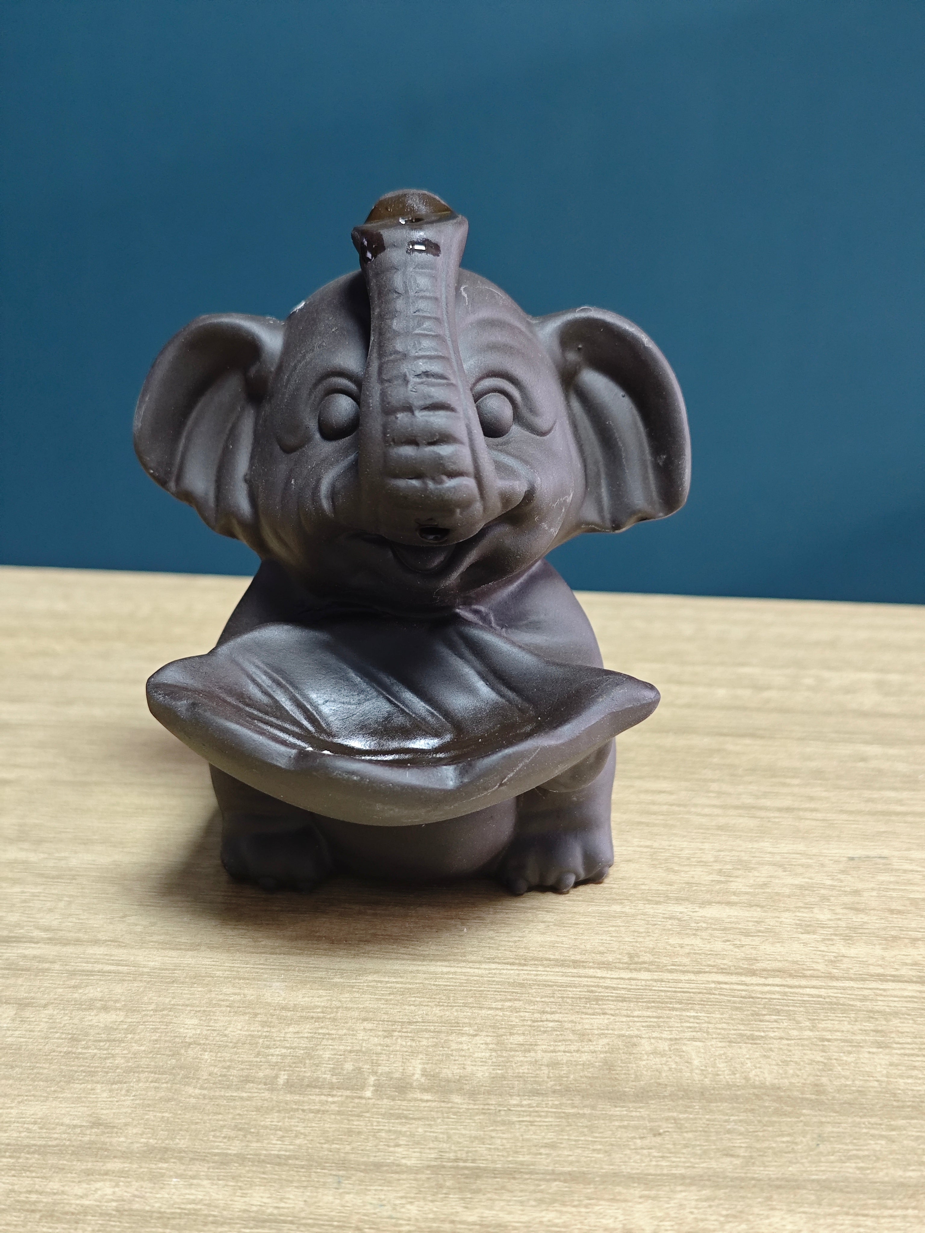 Ceramic Reflux Incense Burner - Decorative Incense Burner Biblo - Ceramic Cute Elephant Figurine Burner 10.5cm BIB-53 - DOMEDBAZAAR