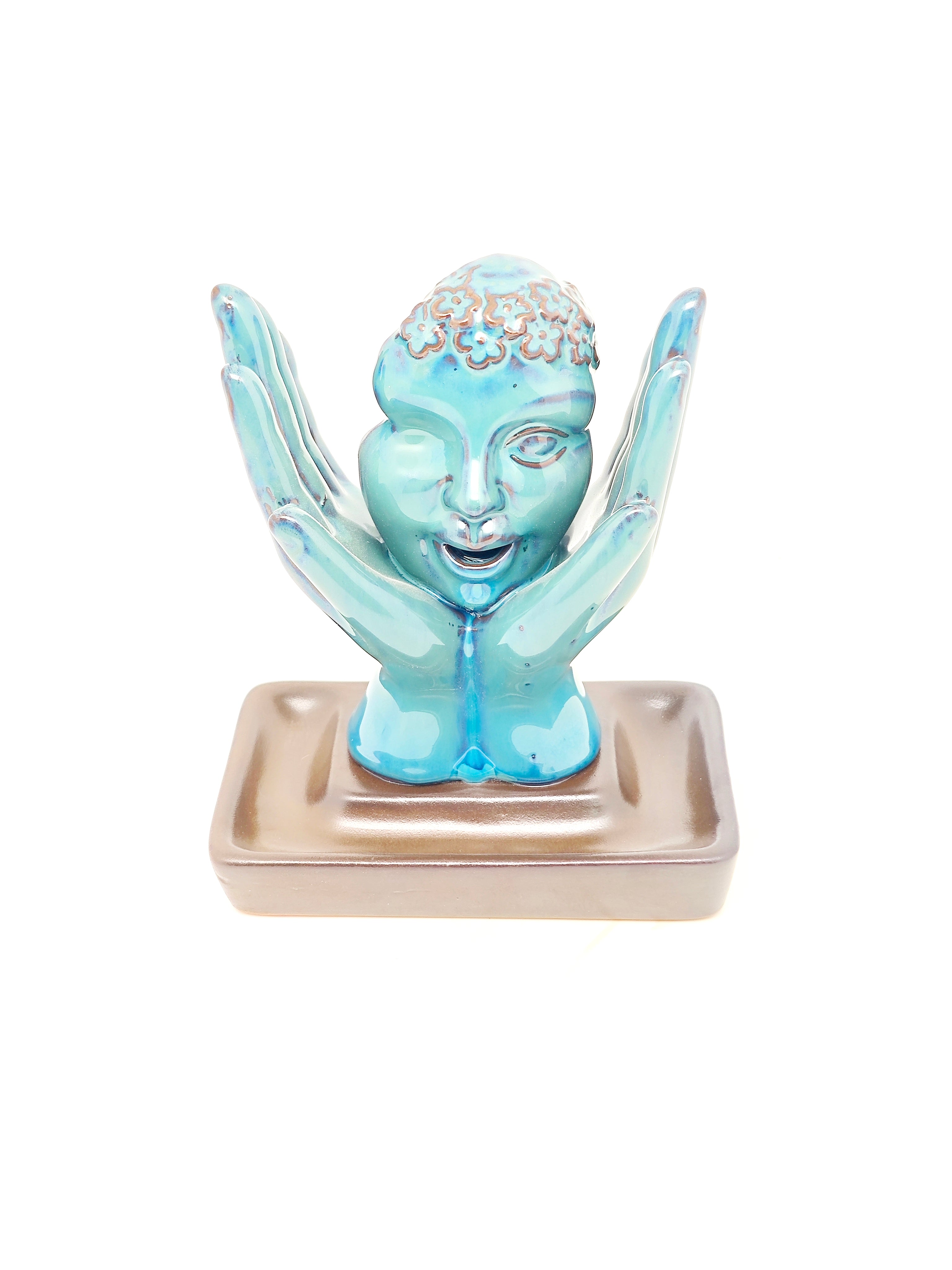 Ceramic Reflux Incense Burner - Decorative Incense Burner Biblo - Glazed Ceramic Artistic Hand Portrait Burner 16cm BIB-56 - DOMEDBAZAAR