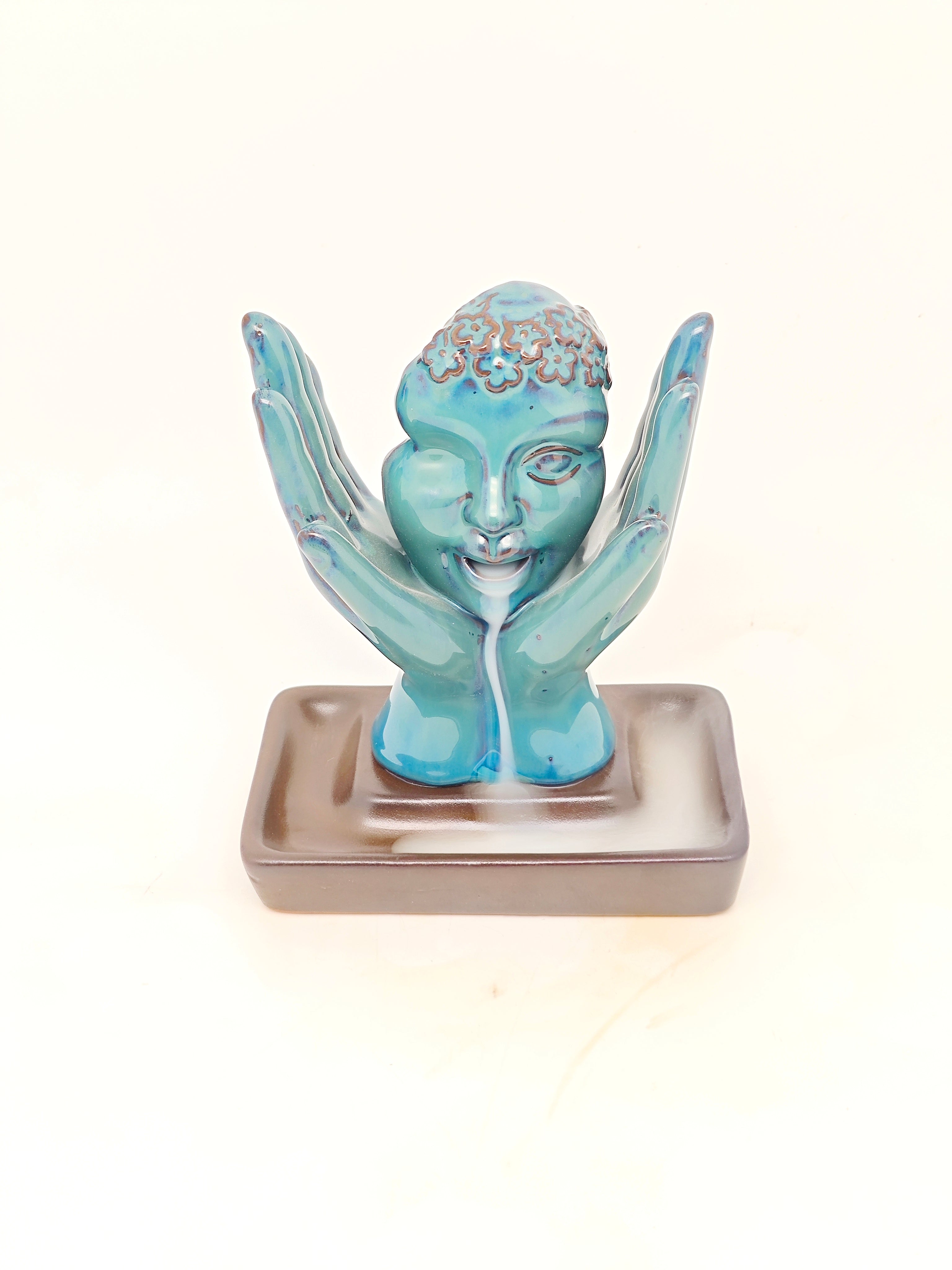 Ceramic Reflux Incense Burner - Decorative Incense Burner Biblo - Glazed Ceramic Artistic Hand Portrait Burner 16cm BIB-56 - DOMEDBAZAAR