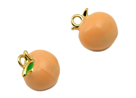 Enamel Fruit Earring Charms - Watermelon Enamel Pendant , 18K Gold Plated Brass Fruit Figures , Fruits DIY Jewelry Making Charms - DOMEDBAZAAR