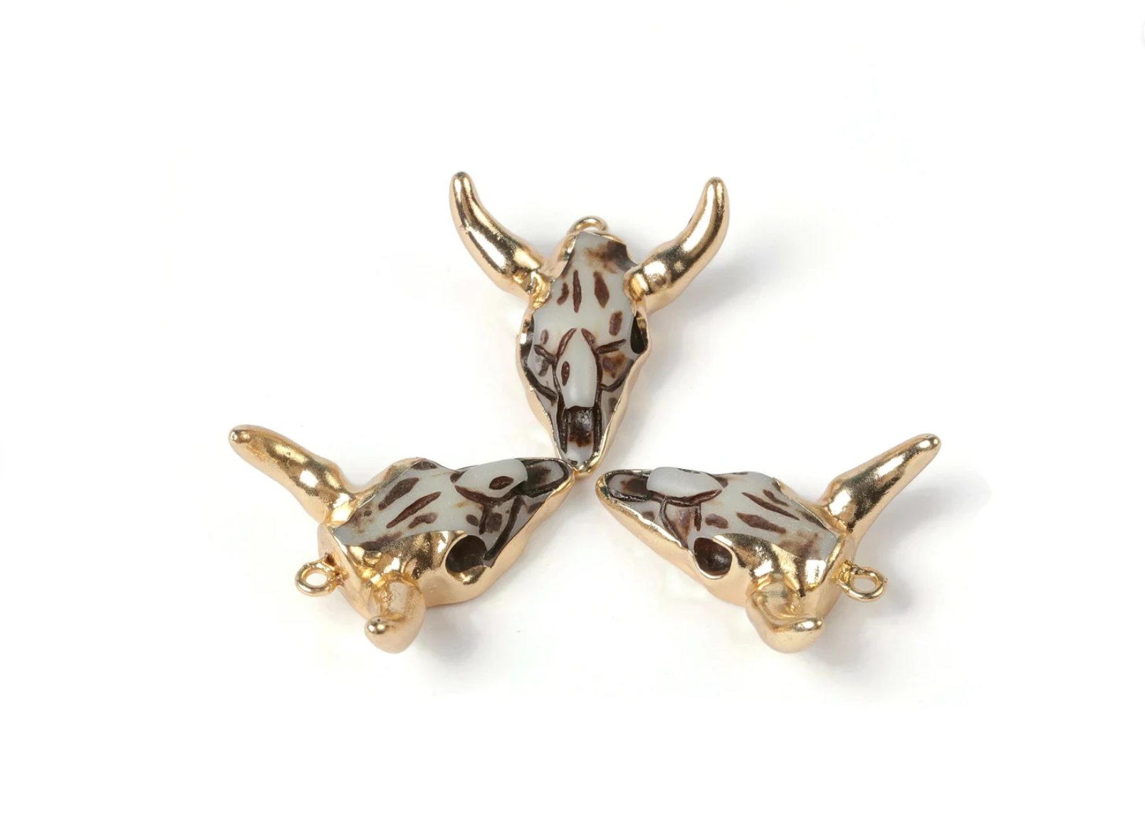 Resin Bull Figure Charms, Copper Buffalo Cattle Skull Pendant,  Resin Horn Cattle Charms, Bull Head Druzy Charms, Jewelry Supplies 29*27mm - DOMEDBAZAAR