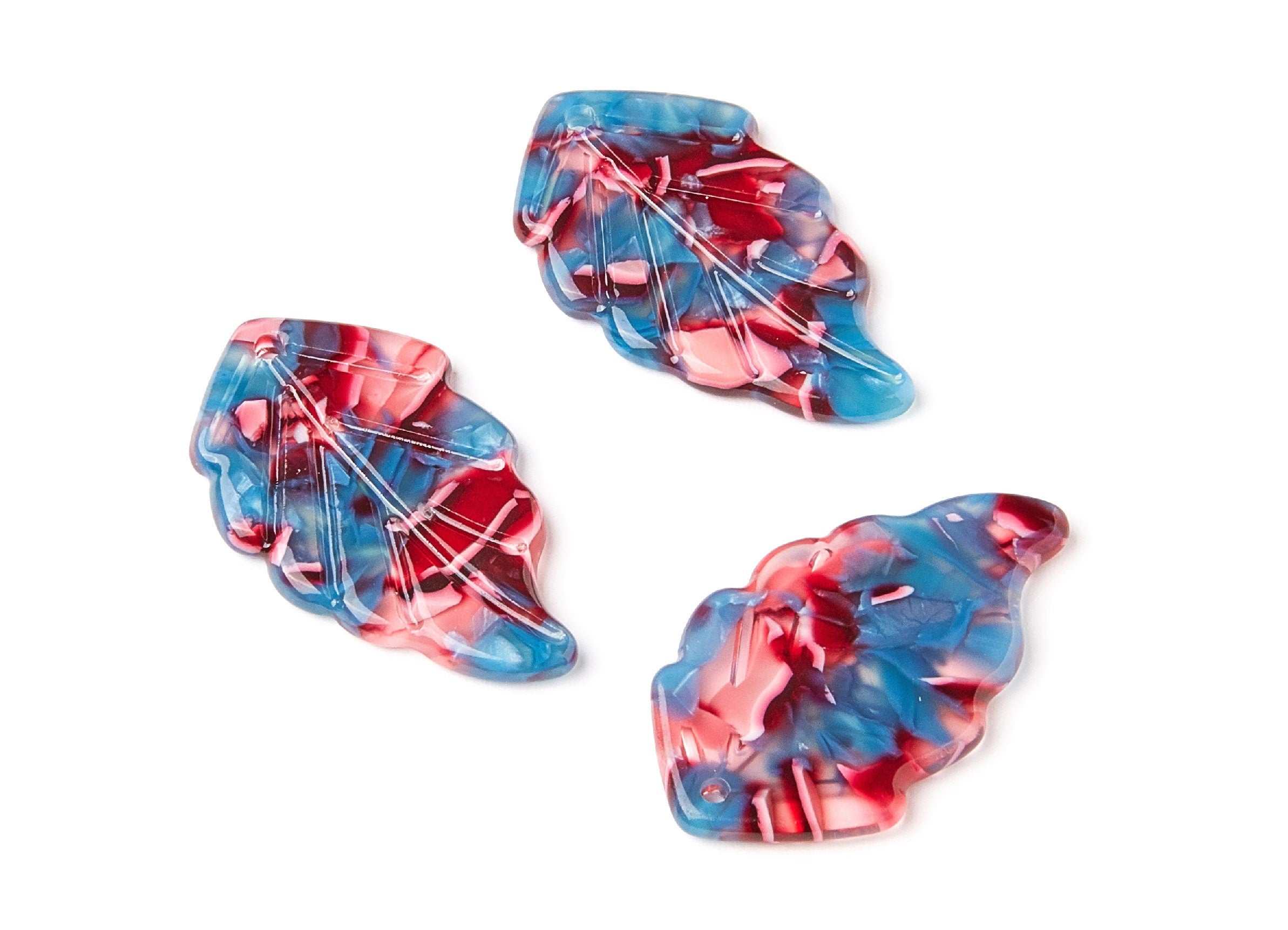 Acetate Leaf Earring Charms - Monstera Leaf Pendant - Earring Findings - Jewelry Supplies - Color Code: A24 - 35.67x20.92x2.75mm - AC1242C - DOMEDBAZAAR