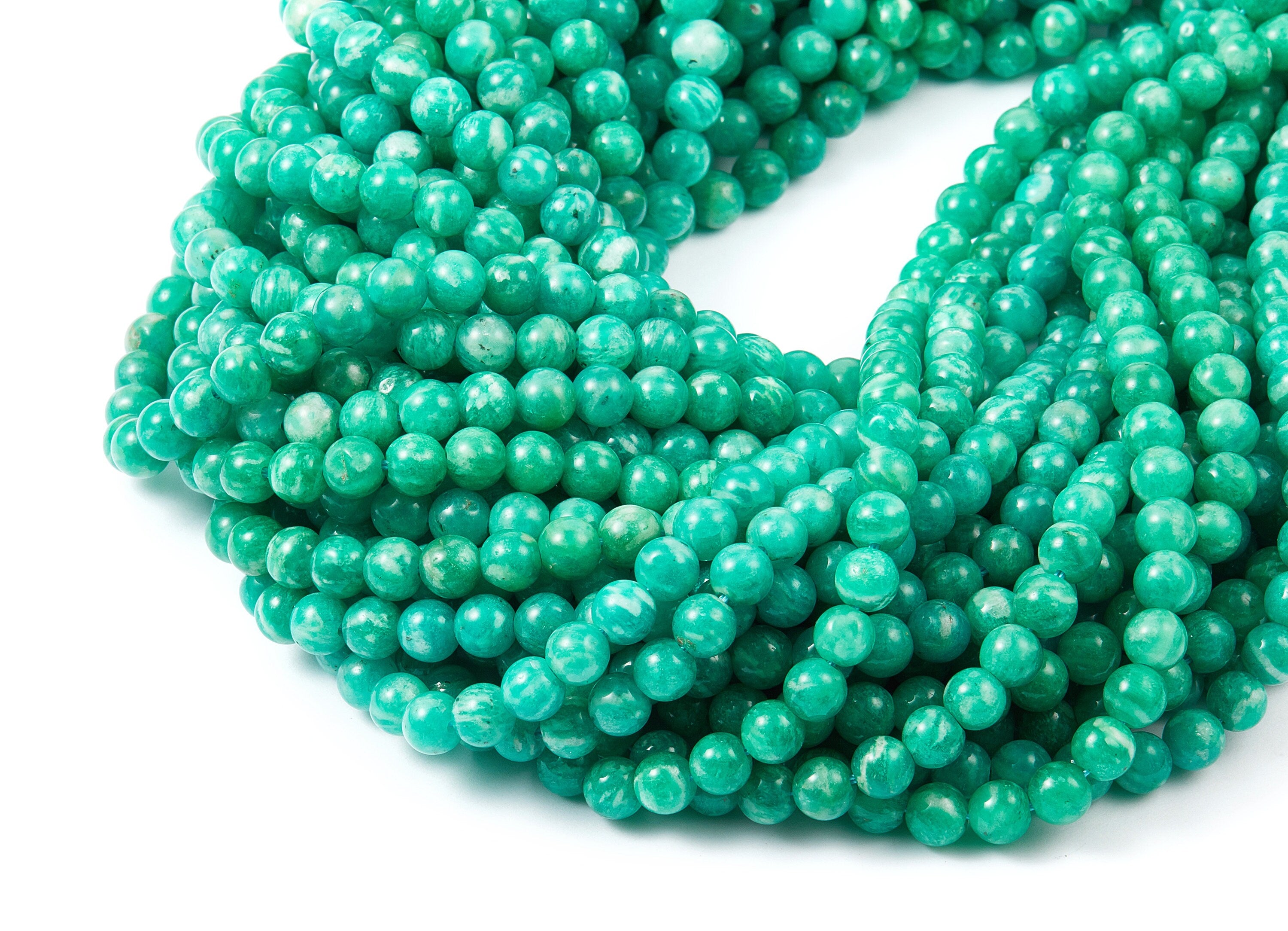 Round Gemstone Beads - Green Russia Amazonite Beads - 15.4&quot; / 70pcs / 1 strand - 5.96x5.96mm - Gemstone Beads - NS1012E - DOMEDBAZAAR