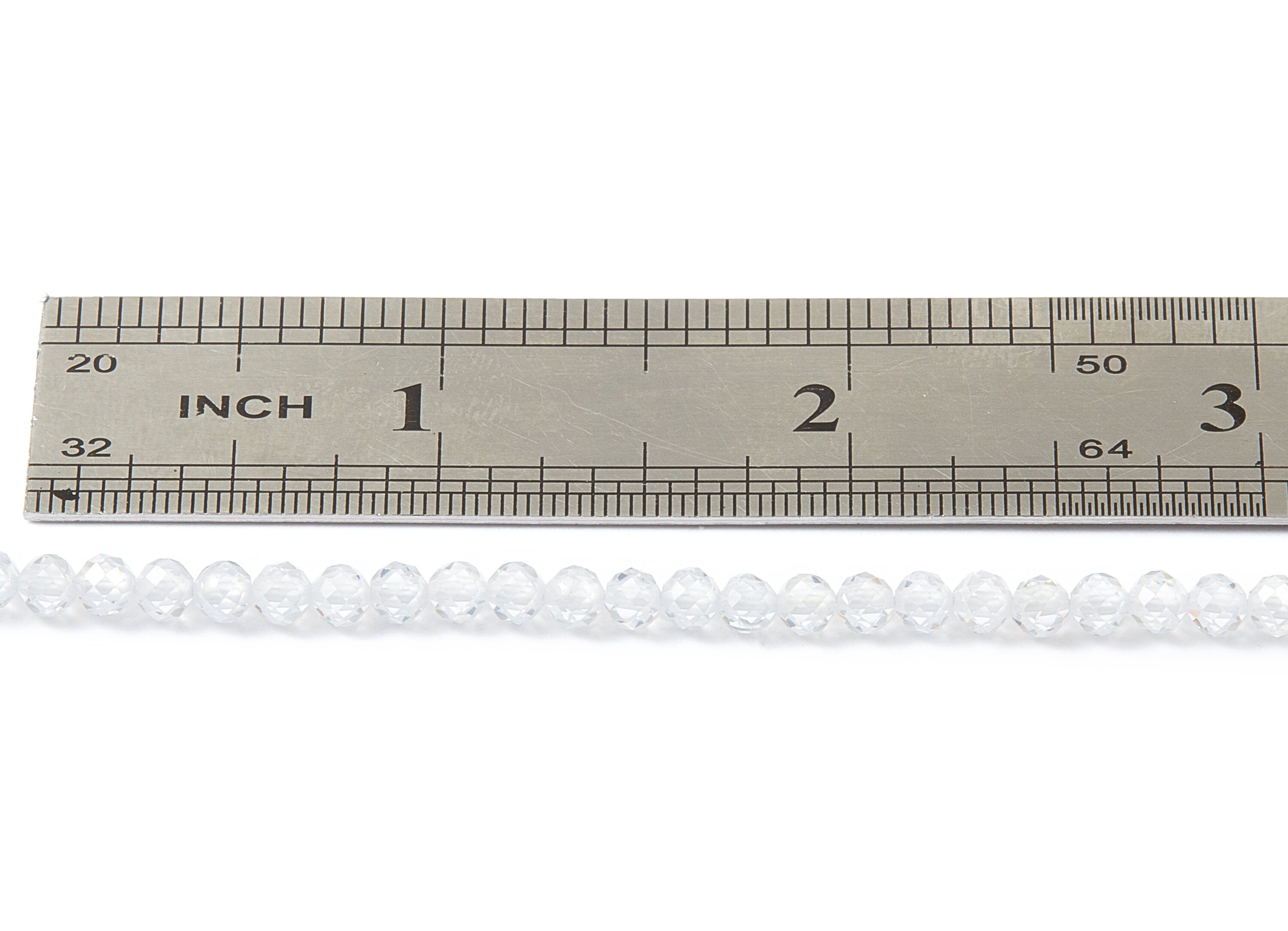 White Zircon Round Faceted Beads - White Zircon Beads - 15.5&quot; / 111pcs / 1 Strand - 3.85x3.85mm - Gemstone Beads - NS1015A - DOMEDBAZAAR