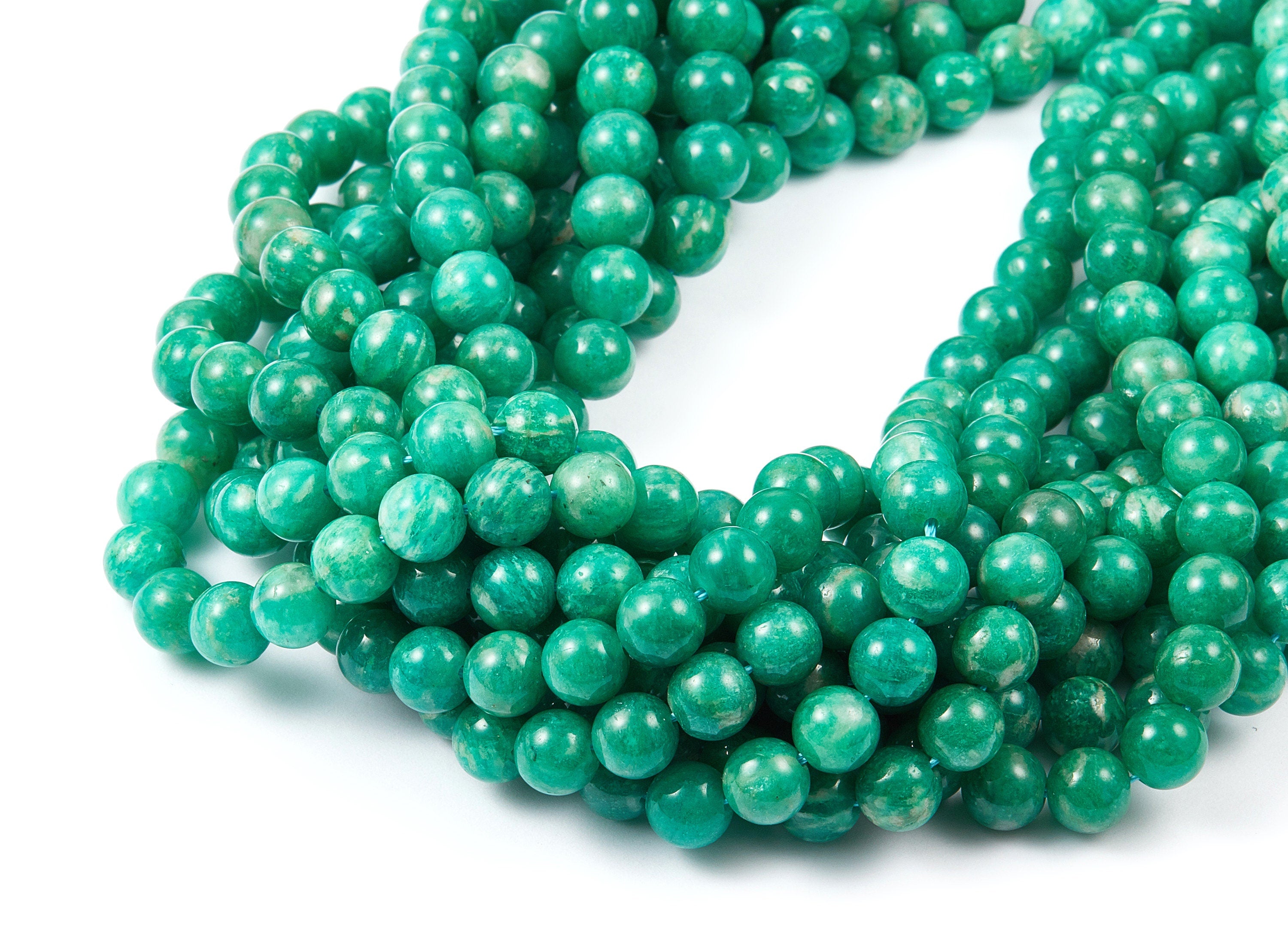 Round Gemstone Beads - Green Russia Amazonite Beads - 15.55&quot; / 56pcs / 1 strand - 7.5x7.5mm - Gemstone Beads - NS1012F - DOMEDBAZAAR