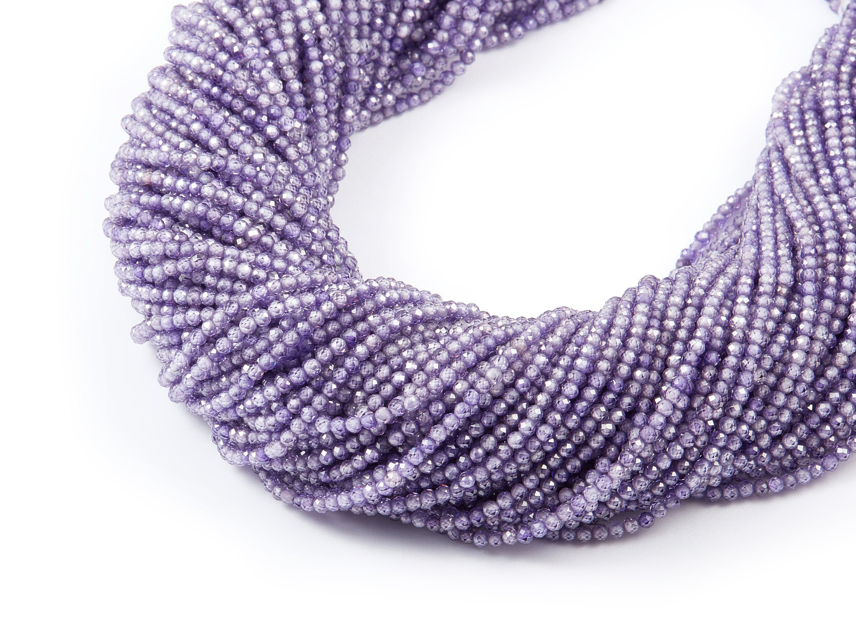 Purple Zircon Round Faceted Beads - Purple Zircon Beads - 15.5&quot; / 220pcs / 1Strand - 2x2mm - Gemstone Beads - NS1019A - DOMEDBAZAAR
