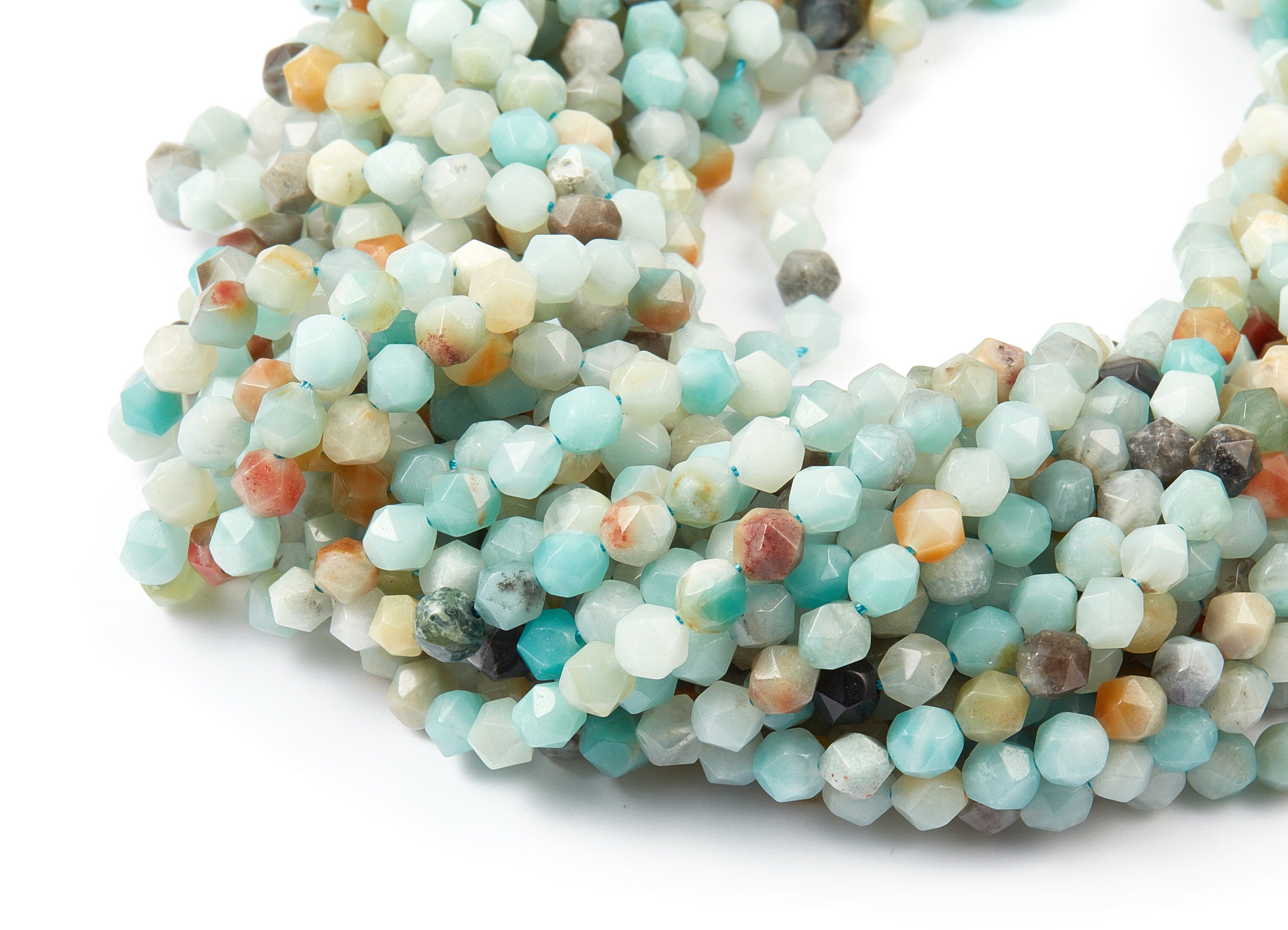 Pentagon/Hexagon Gemstone Beads - China Amazonite Beads - 15.5&quot; /66pcs/ 1 strand - 6x6mm - Gemstone Beads - NS1012N - DOMEDBAZAAR