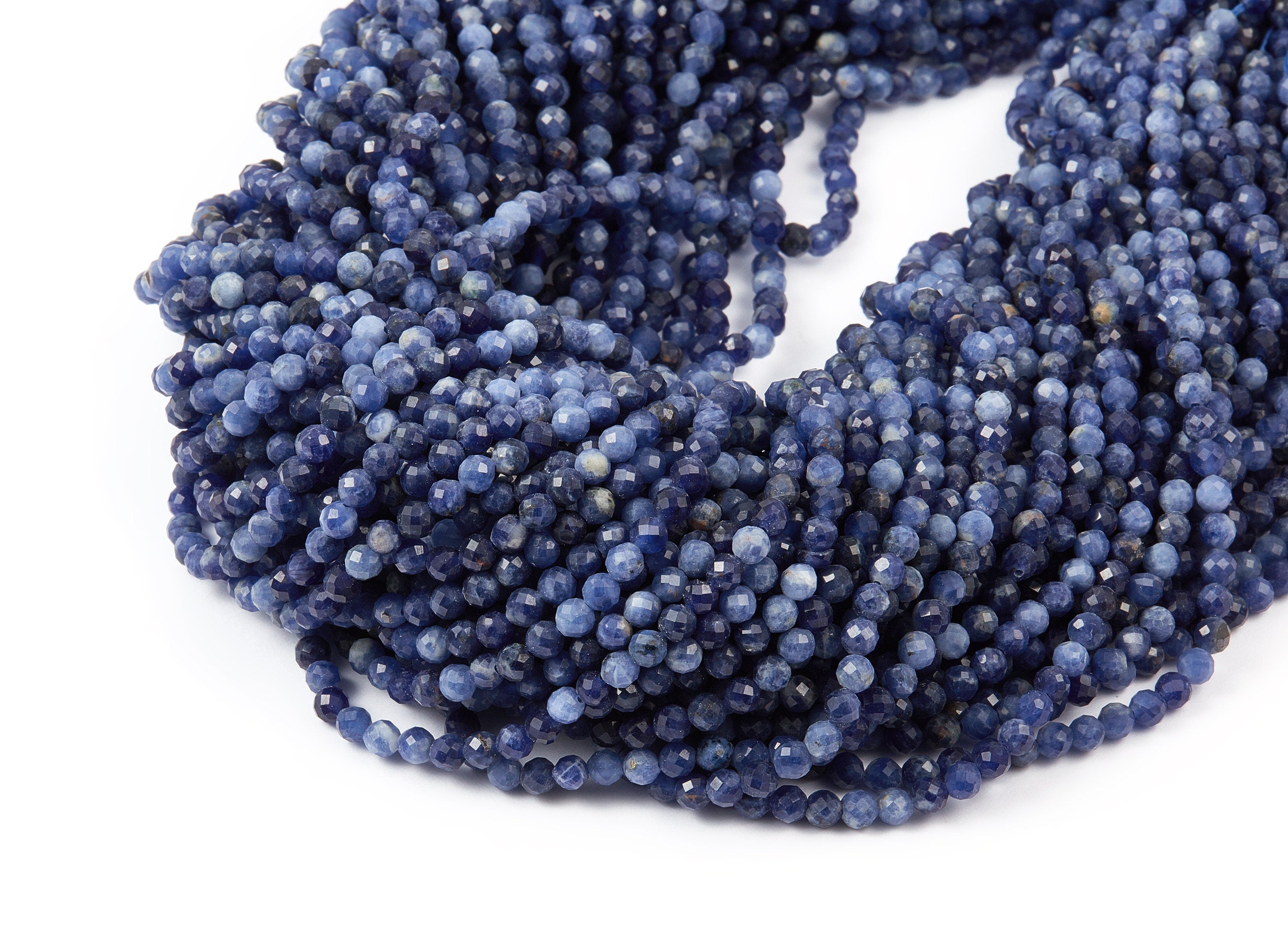 Faceted Gemstone Beads - Sodalite Beads - 15.6&quot; / 117pcs / 1 Strand - 3.56x3.56mm - Gemstone Beads - NS1009A - DOMEDBAZAAR